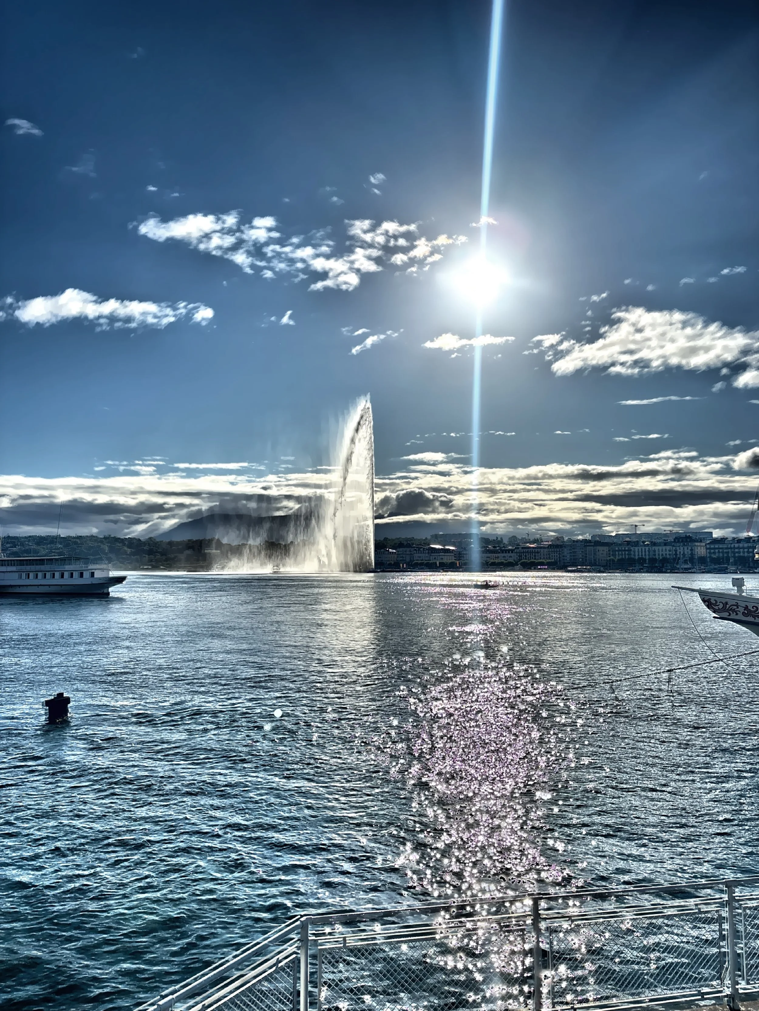 Jet d’Eau, a famous landmark that shoots water 460 feet in the air. 
