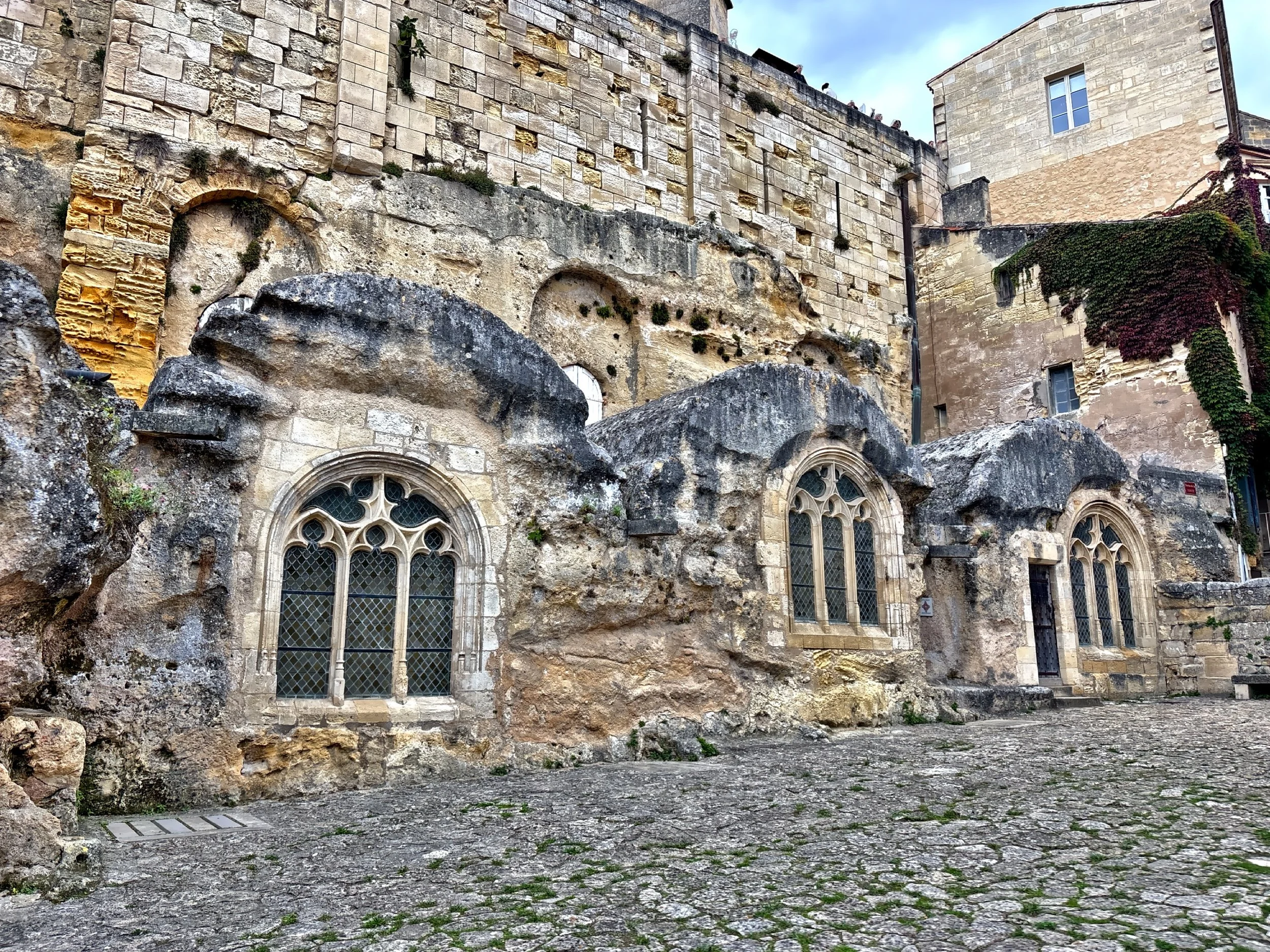  A view of the remarkable underground section carved directly into the limestone.  It was primarily carved during the early 12th century by Benedictine monks, starting from a cave where the hermit monk Emilion is said to have lived in the 8th century