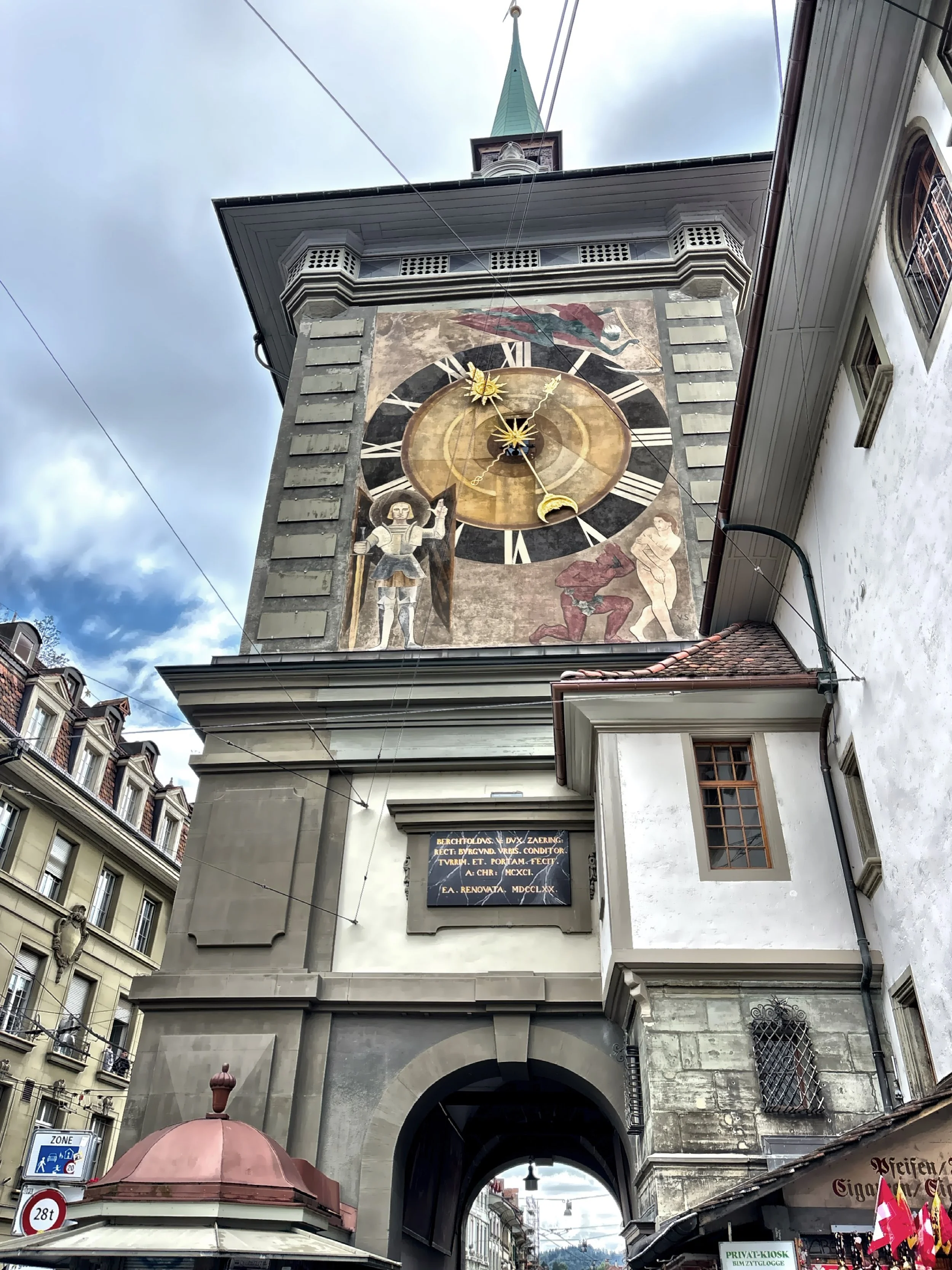  The Zytglogge   is a medieval clock tower with a moving mechanical show each hour. 