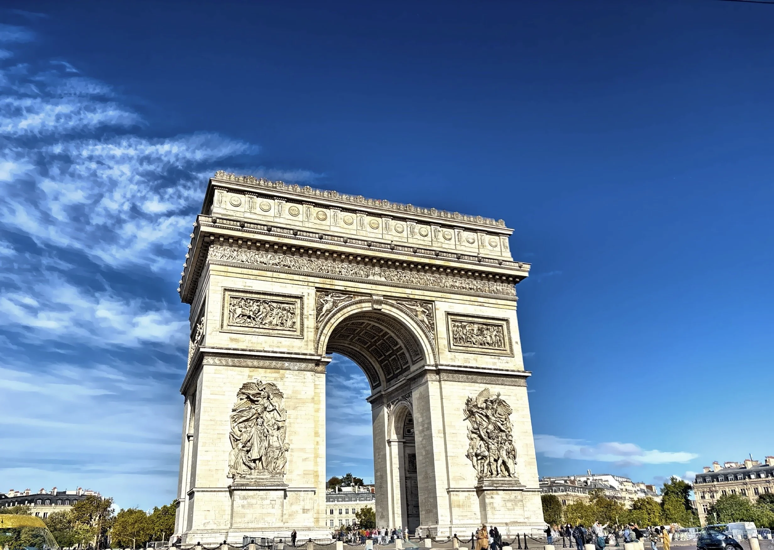  The Arc de Triomphe at the western end of the Champs-Elysees was commissioned ny Napoleon in 1806. 