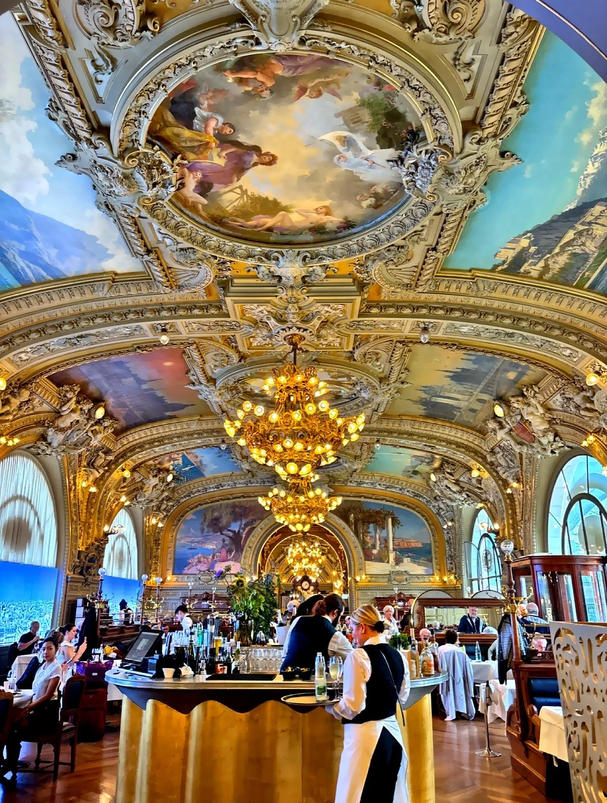  The historic Belle Epoque restaurant famous for its lavish decor, including ceilings , frescoes and chandeliers designed to impress travelers since 1901.  