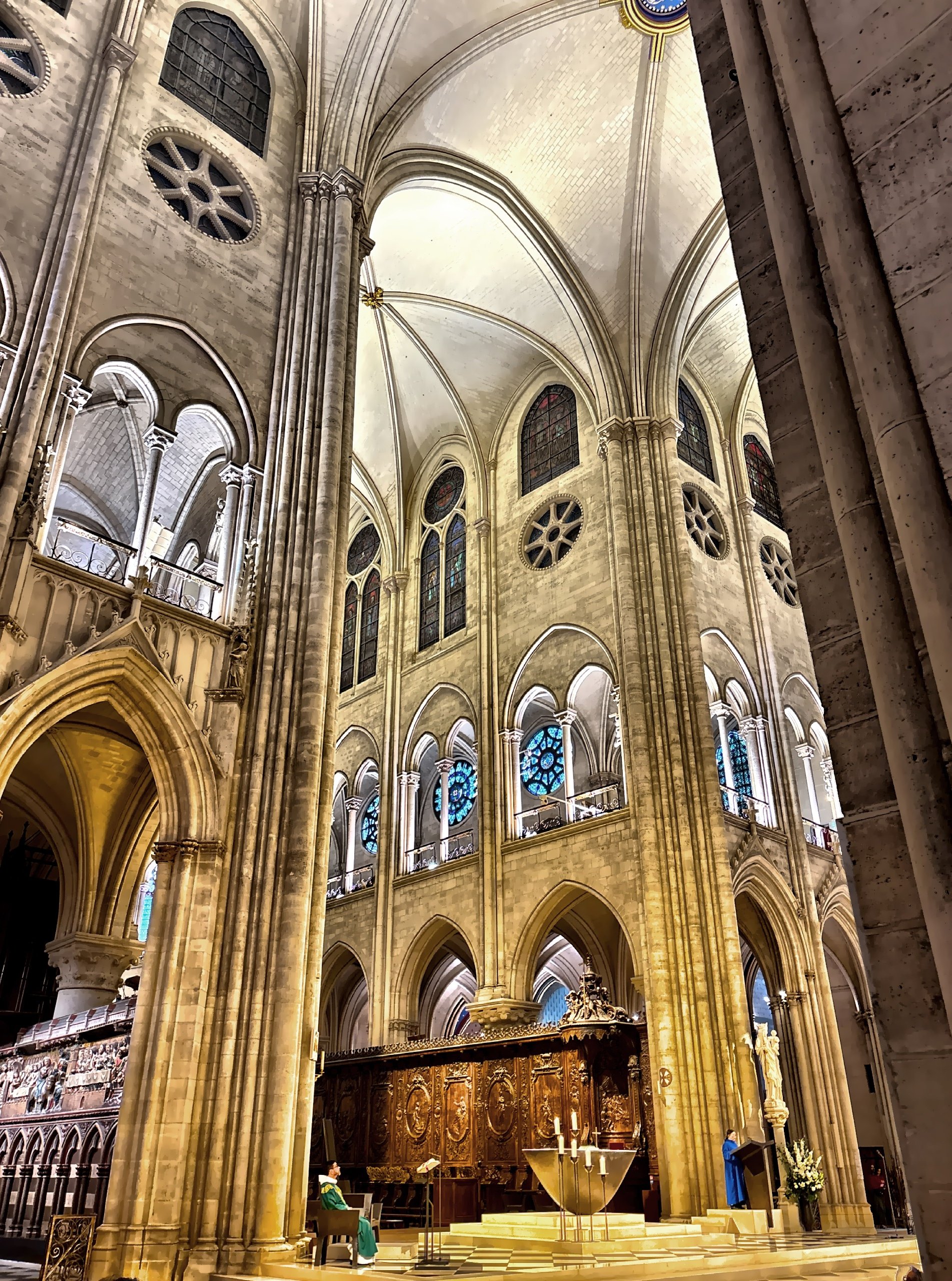  The choir area and new altar designed by French artist Guillaume Bardet.  