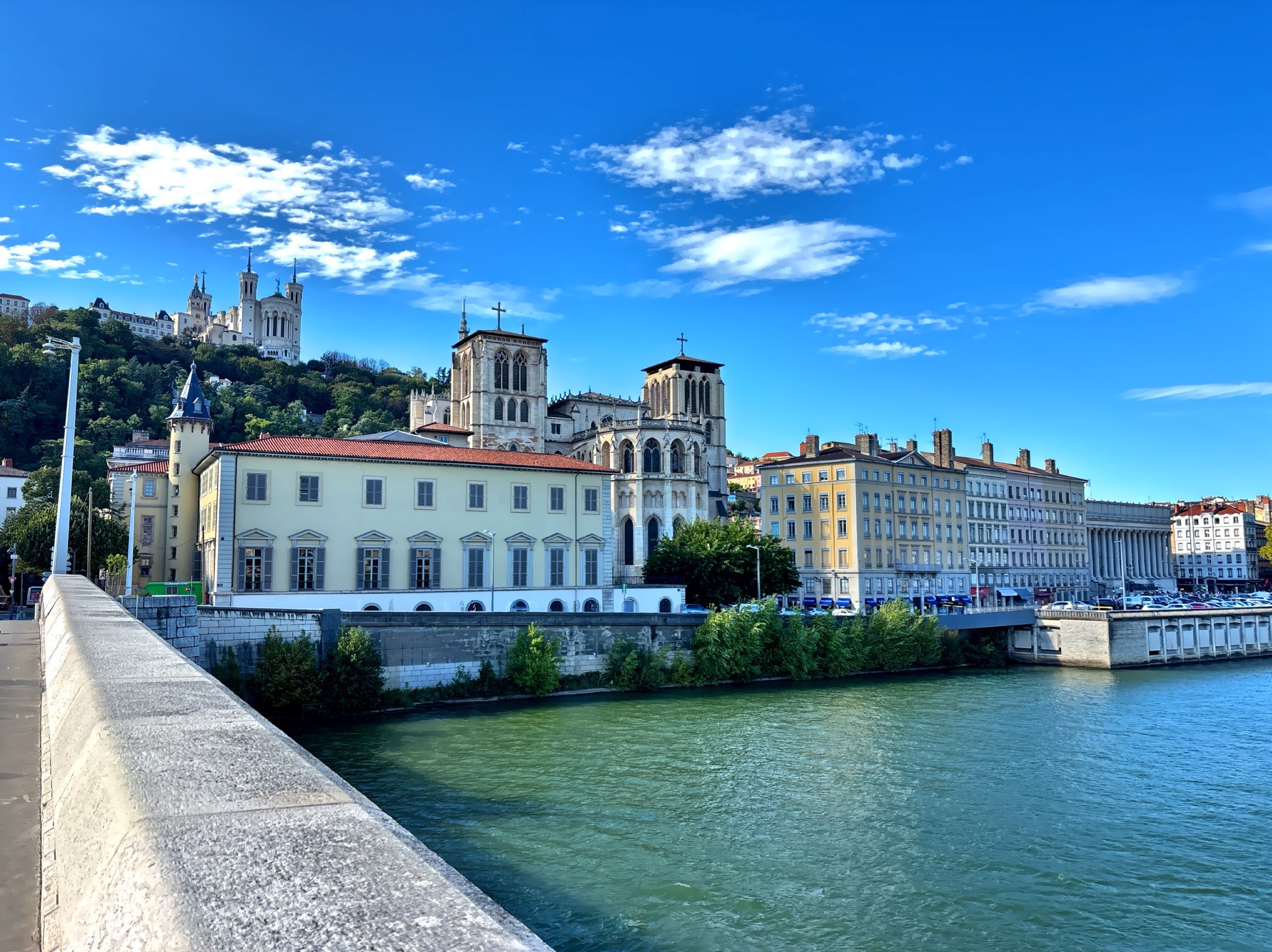  Cathedral of St John the Baptist in the foreground and Notre Dame de Fourviere up on the hill in the background. 