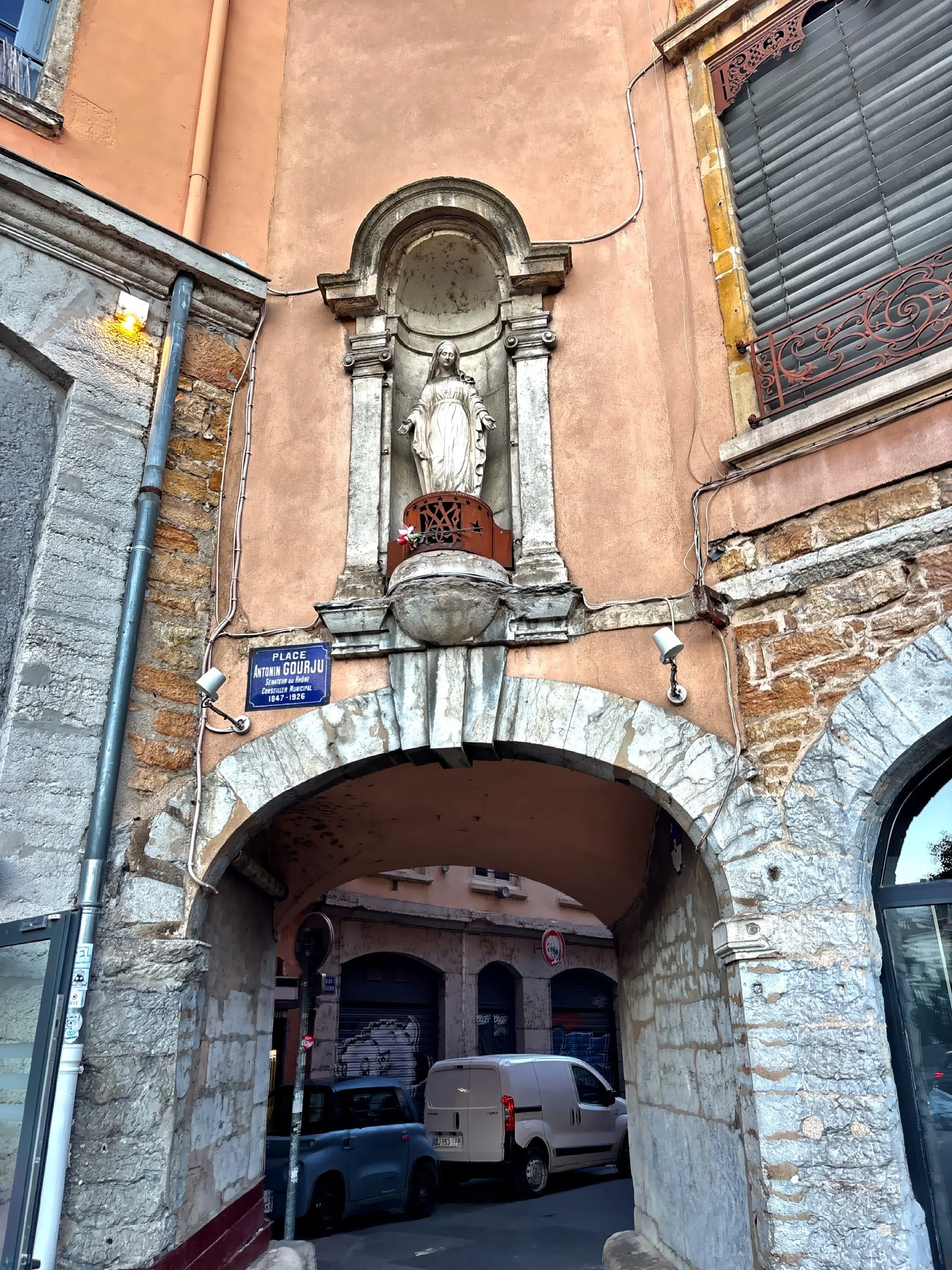  A traditional street corner shrine at Place Antonin Gourju. 