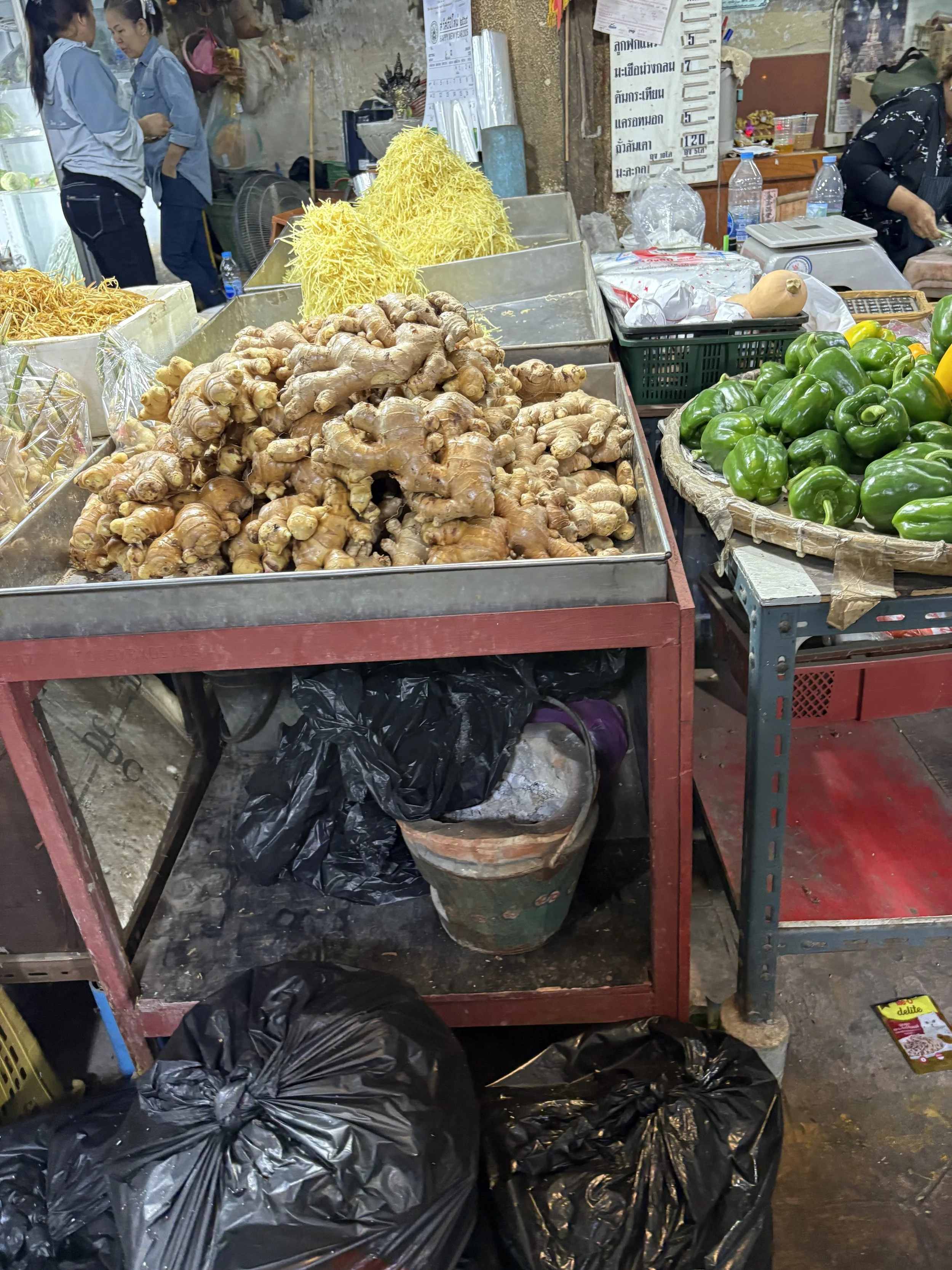  Fruits, vegetables, and herbs are widely sold alongside flowers. 