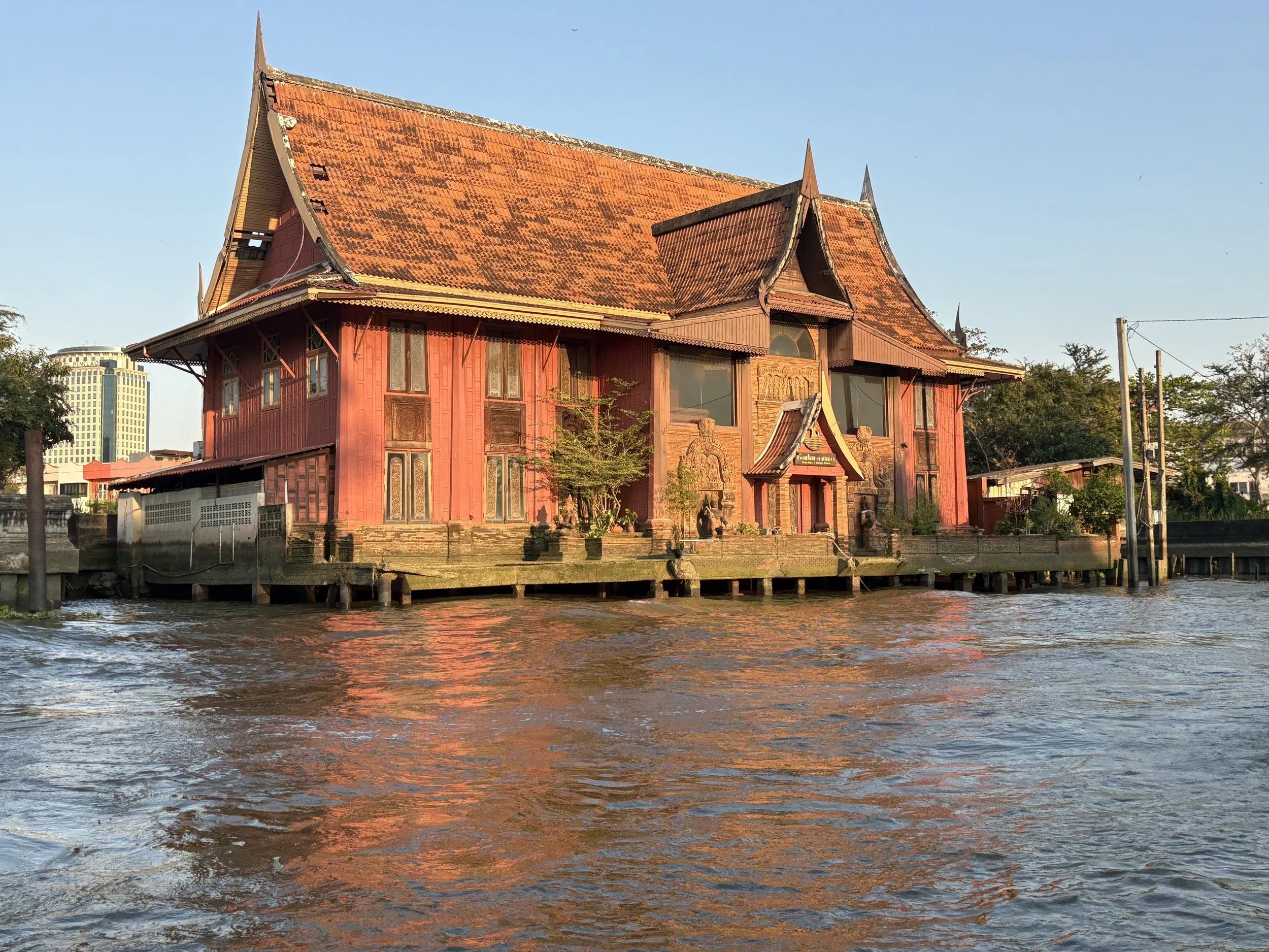  Classic example of traditional Thai teak wood architecture, typically designed to withstand seasonal flooding. 