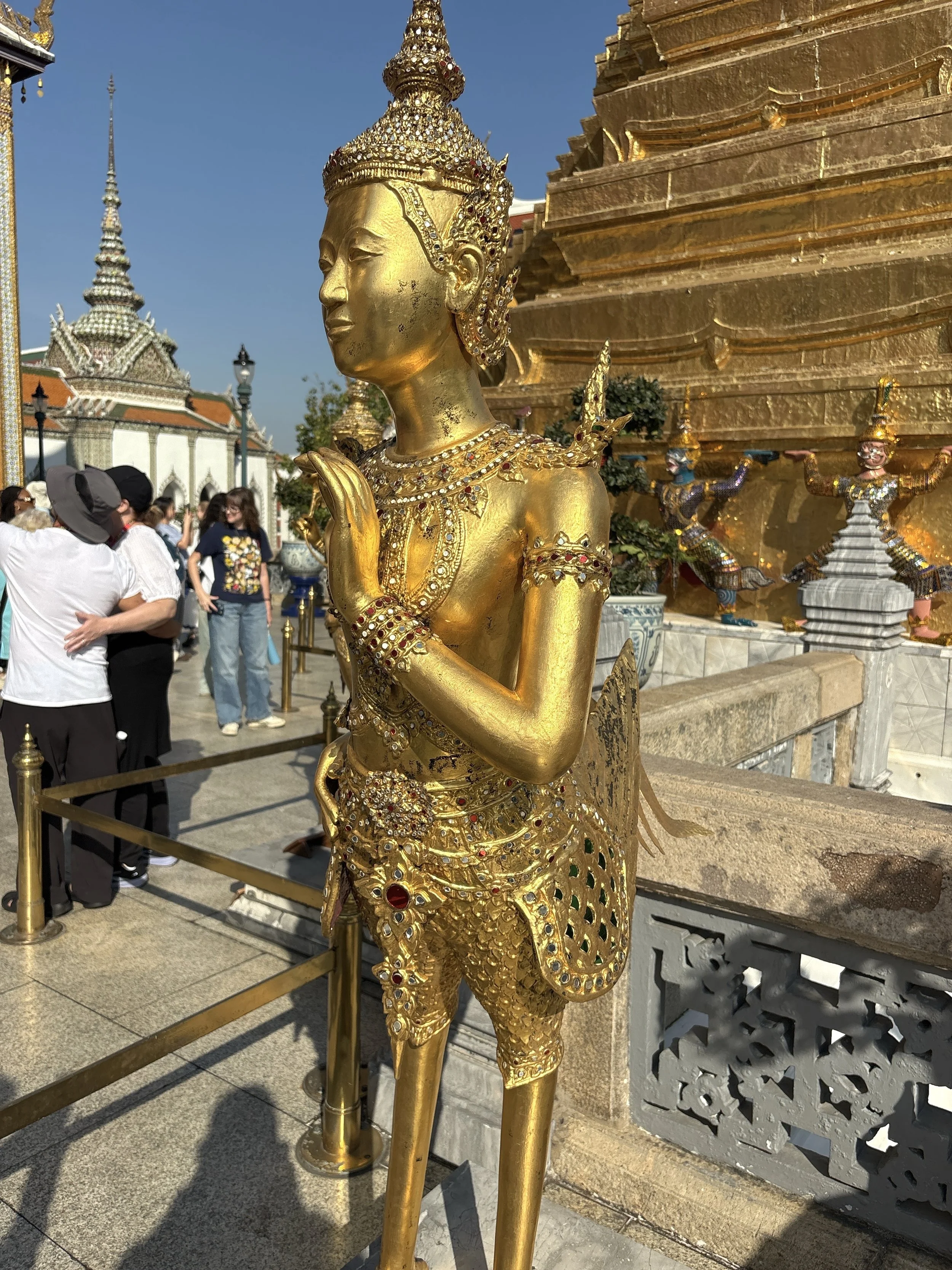  A Kinnari statue, a half-bird creature, are benevolent figures in Buddhist mythology.   