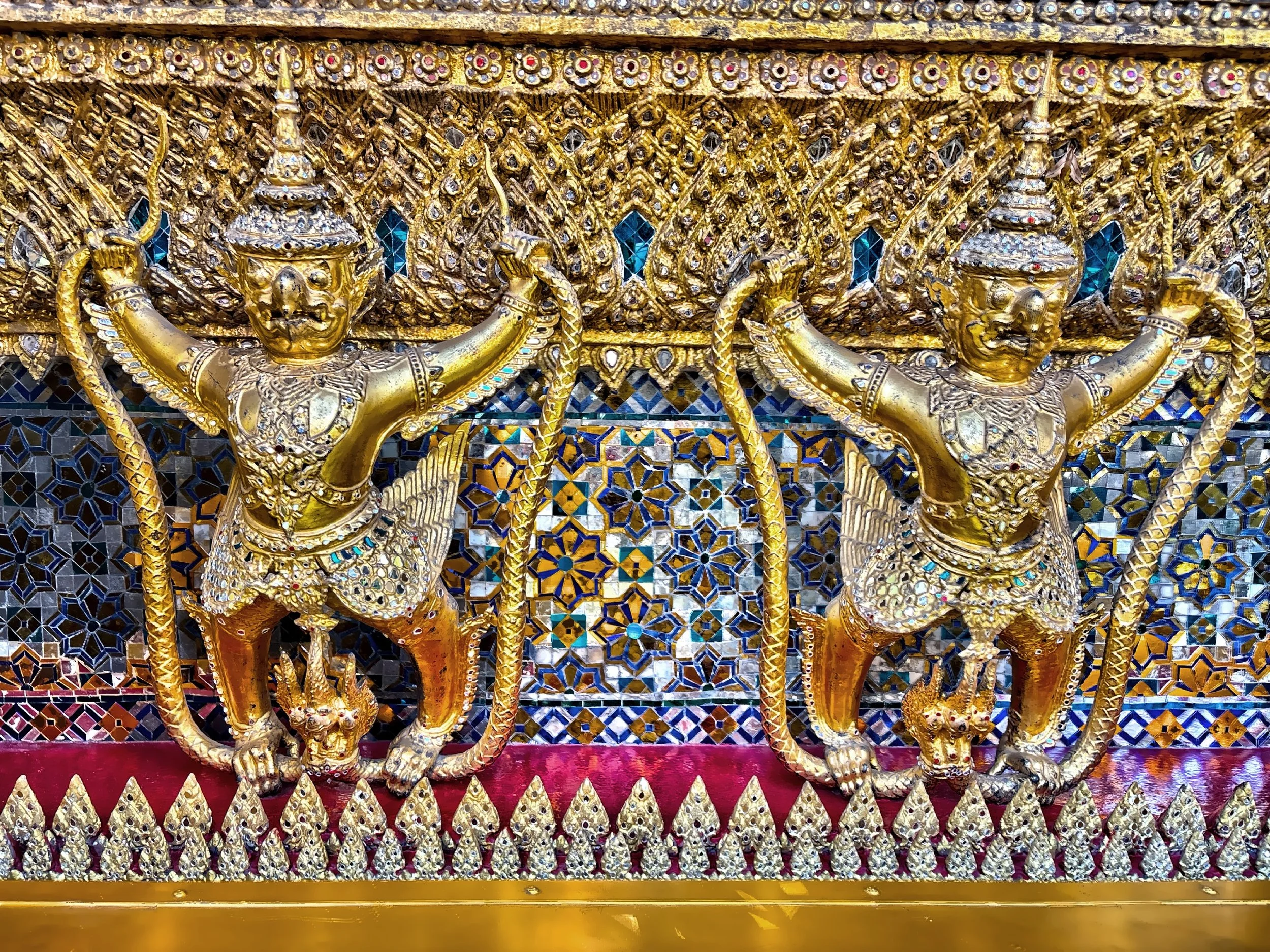  The golden figures of Garuda, a mythical bird-diety in Thai mythology. 