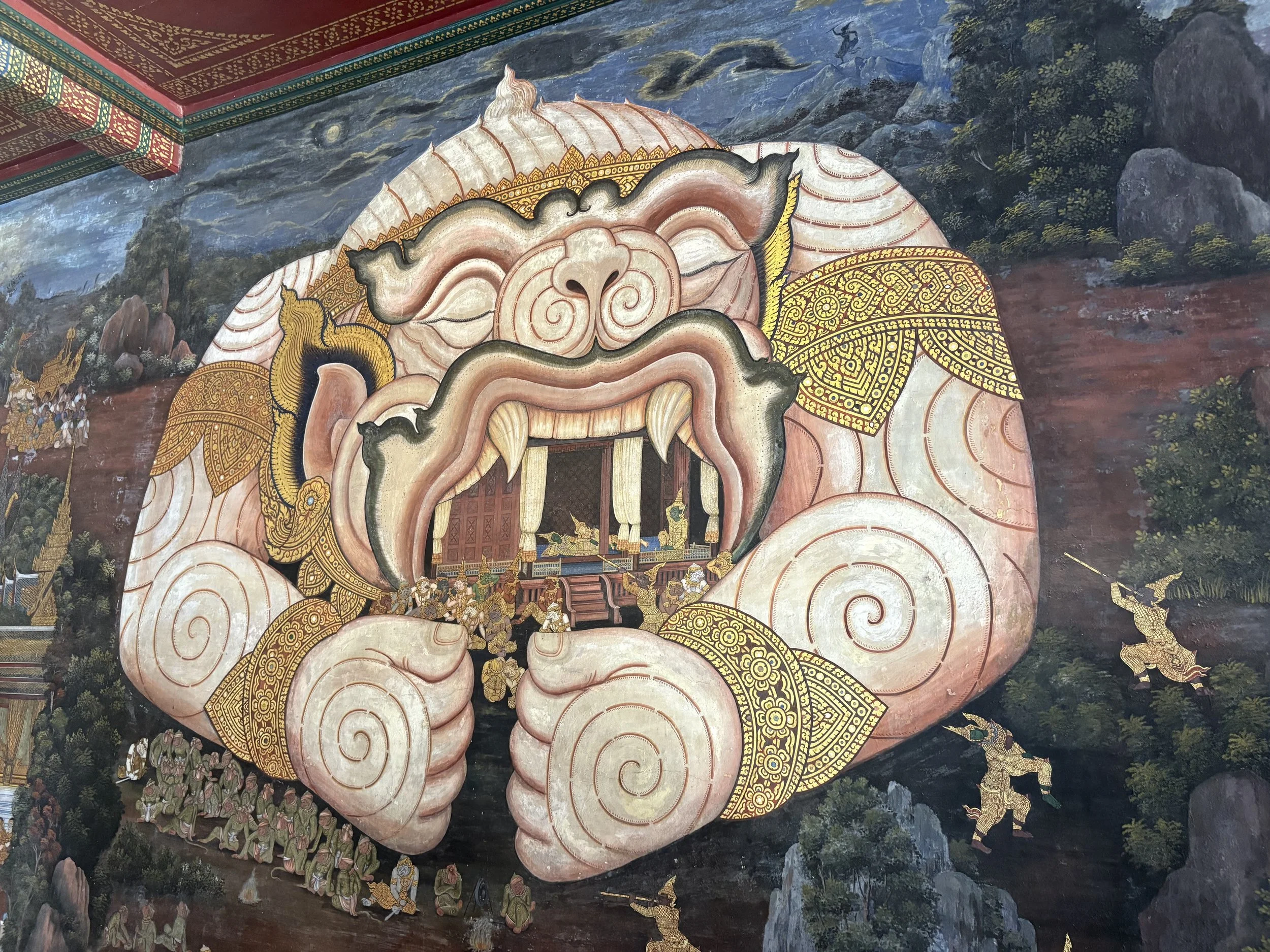  A mural depicting Hanuman protecting Phra Ram  