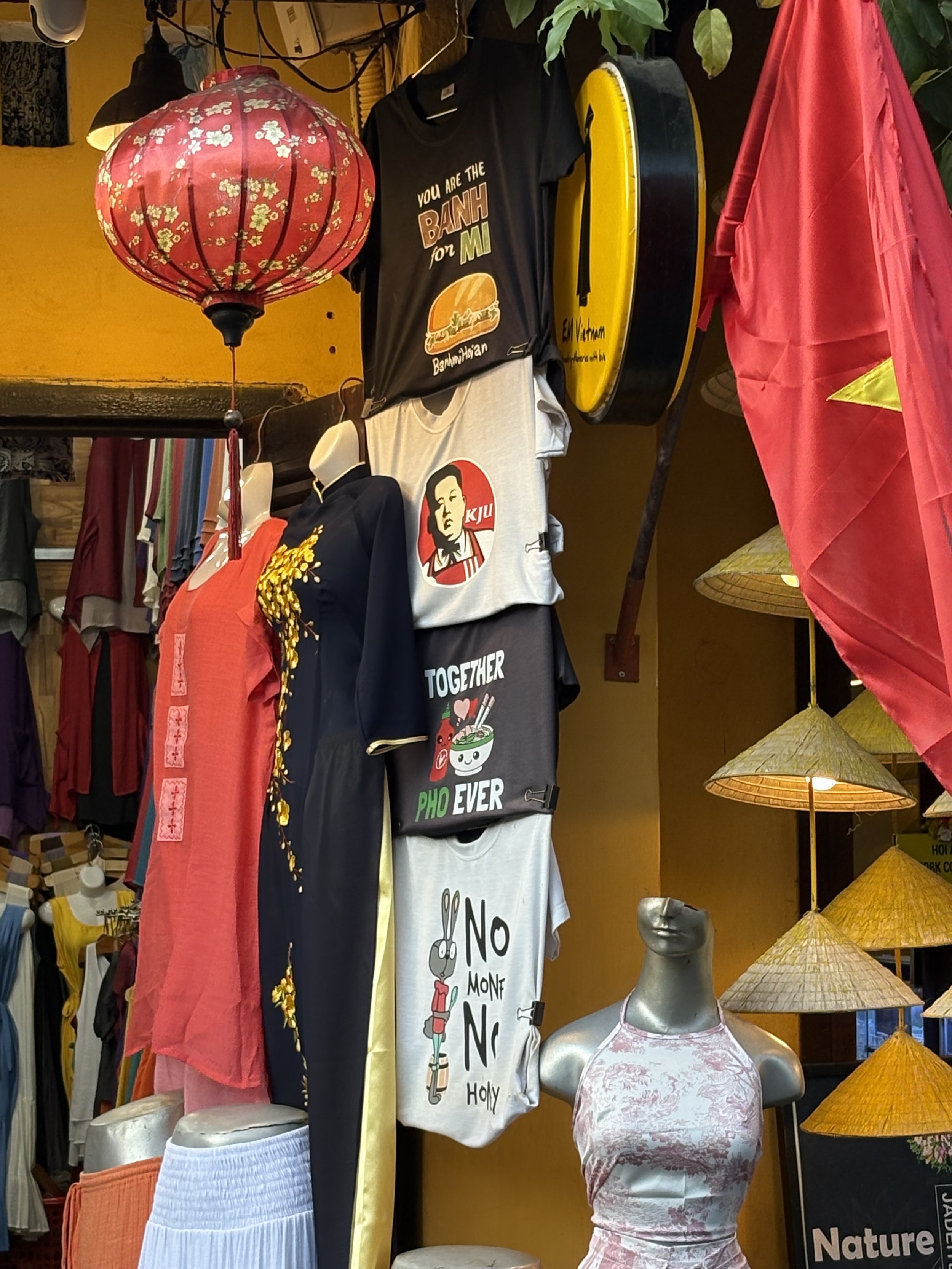  Traditional Vietnamese Ao Dai dresses and novelty t-shirts. 