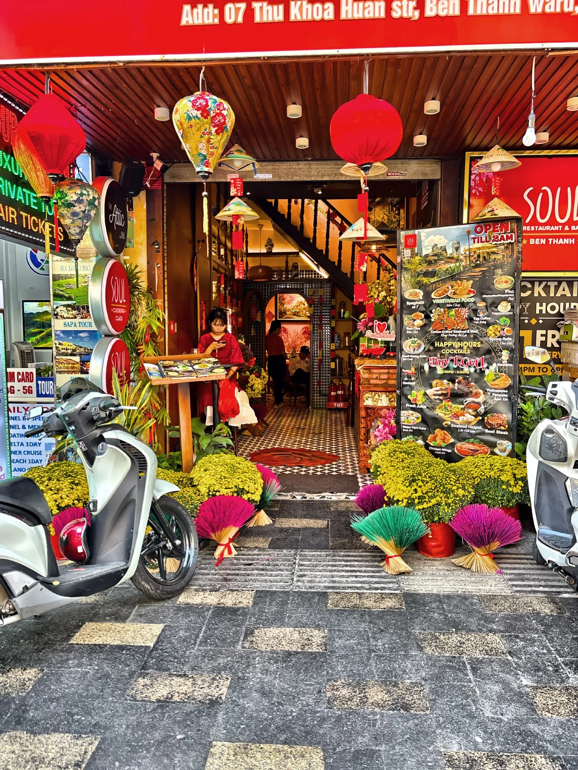  Cafe culture can be seen on sidewalks with people sipping strong Vietnamese coffee or slurping bowls of pho.  