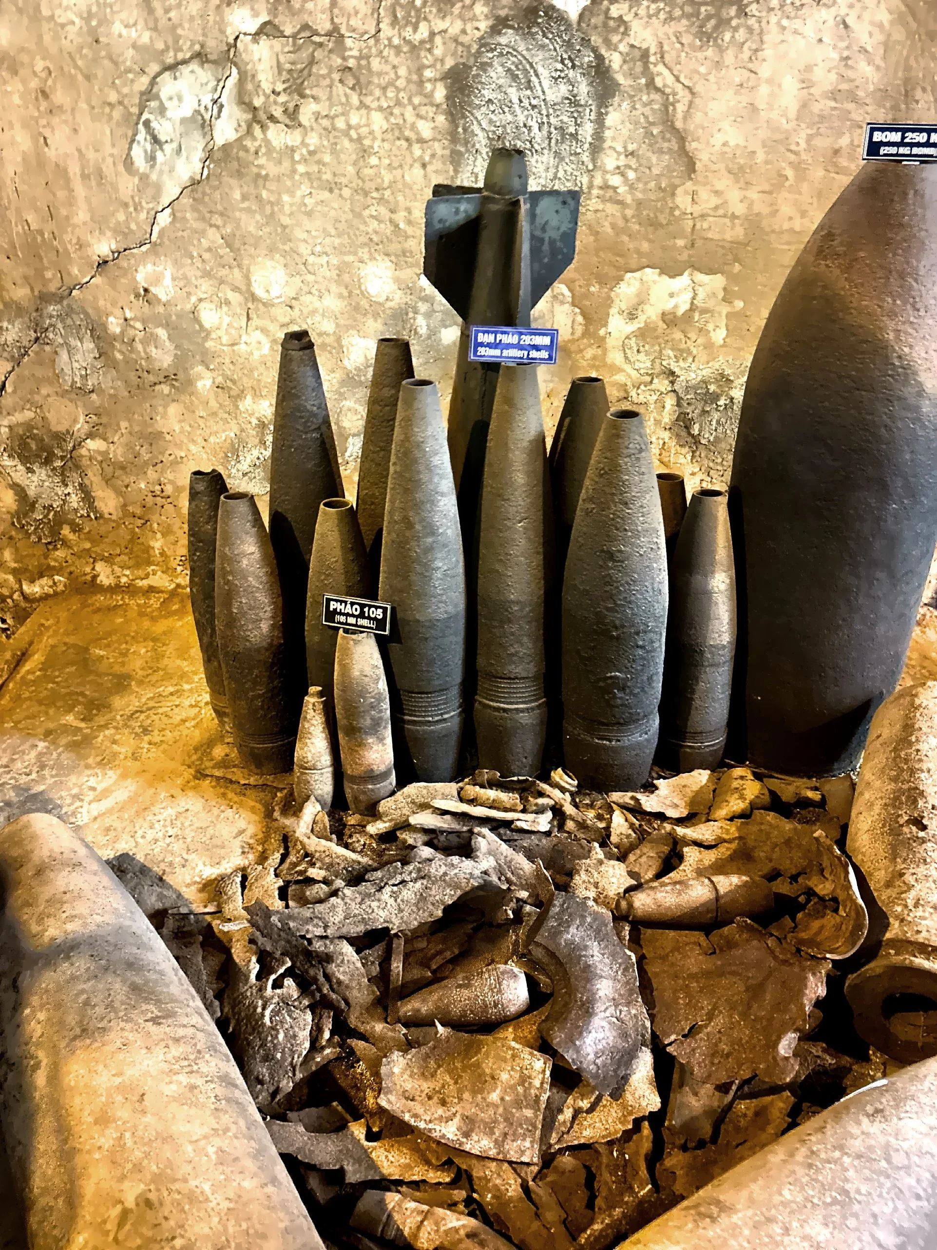  A variety of decommissioned artillery shells. 