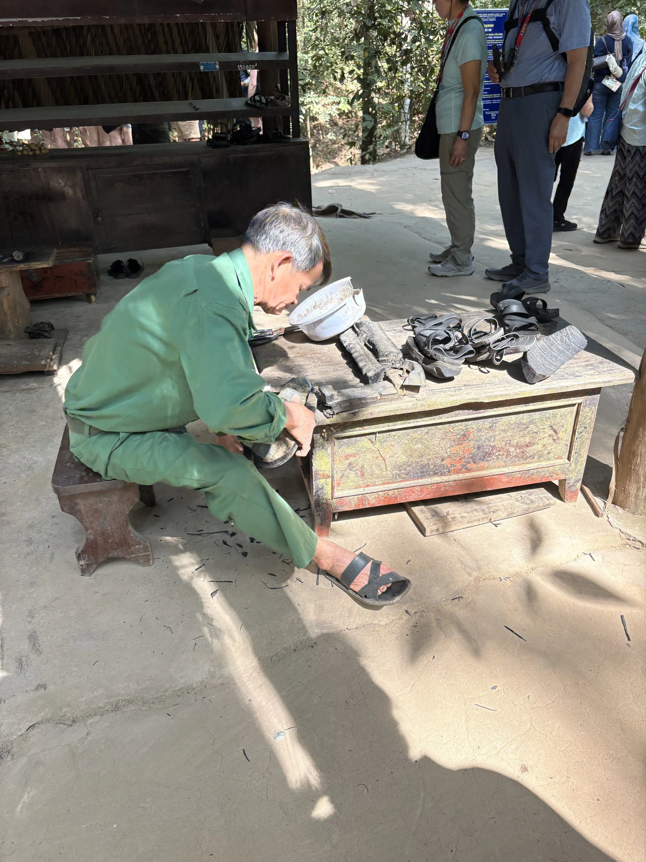  During the Vietnam War the Viet Cong—made sandals out of old tires. Some intentionally altered footprints—either by wearing sandals in reverse or modifying the tread—so that tracks could mislead anyone trying to follow them. It didn’t make someone i