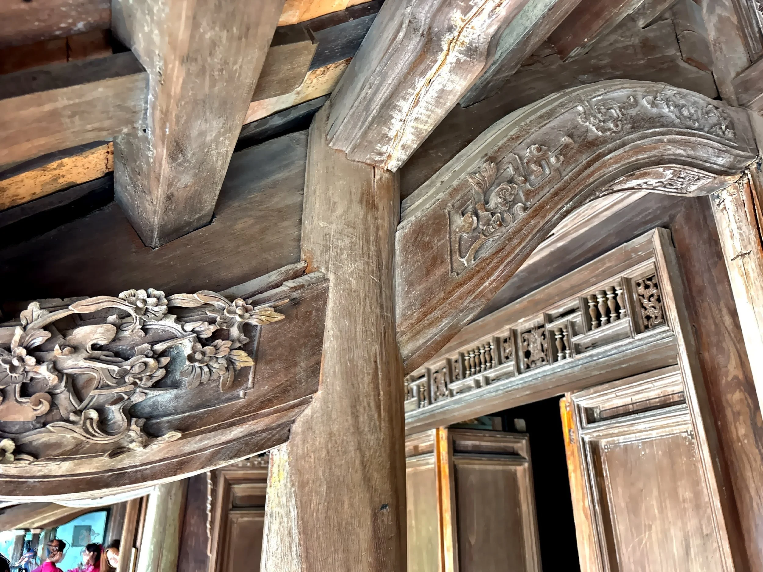  Intricately carved wooden structural elements of traditional Vietnamese houses. 