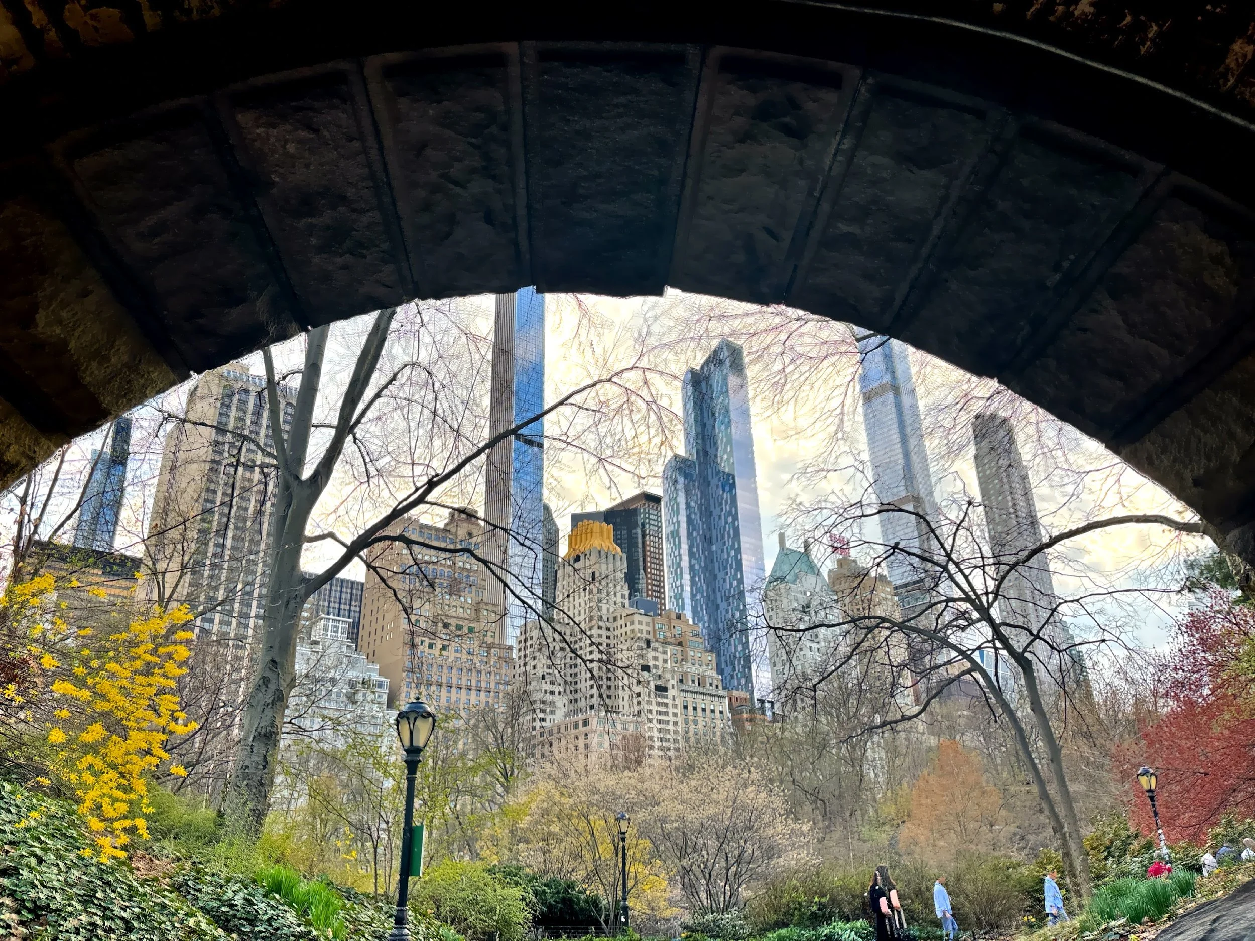  The Manhattan skyline captured under Gapstow Bridge. 