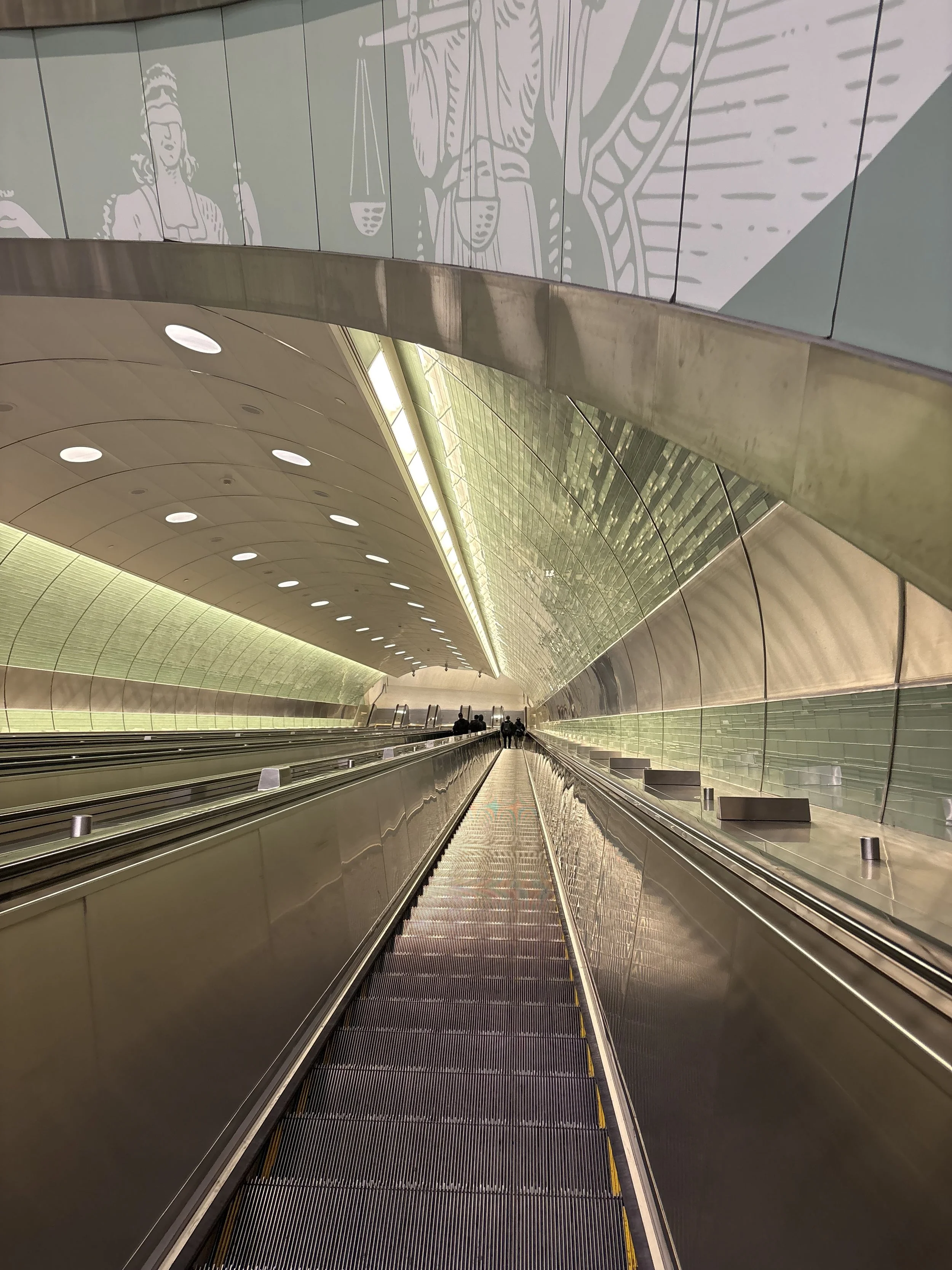  The extremely long escalator leading to the new Long Island Railroad tracks approximately 15 stories below Park Avenue.  