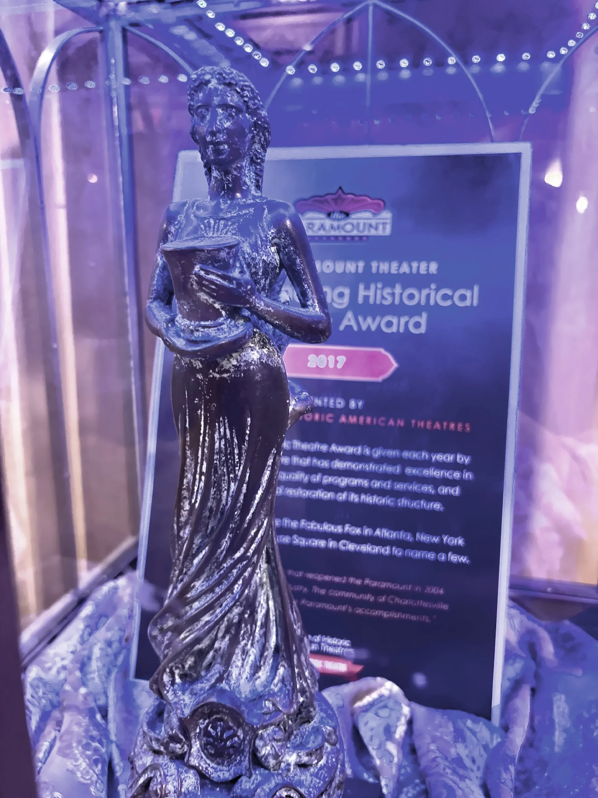  The 2017 Historic American Theaters Award acknowledges the venue’s role as a landmark in the community. 