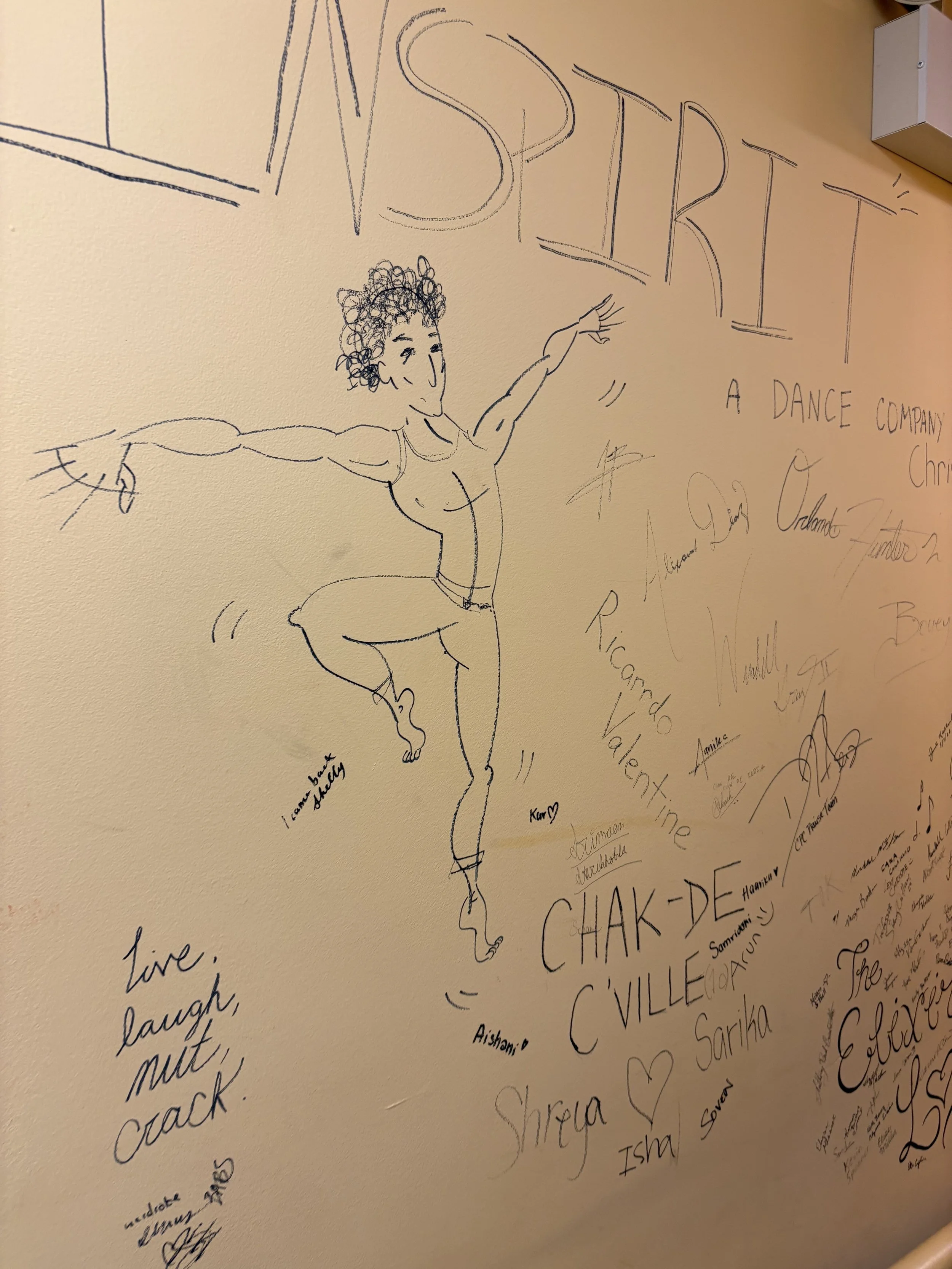  A few images of artwork and performer signatures can be seen on the theater’s “Wall of Fame” in the lower level, where past artists are honored through a curated display of memorabilia that celebrates the venue’s long history of live performances an