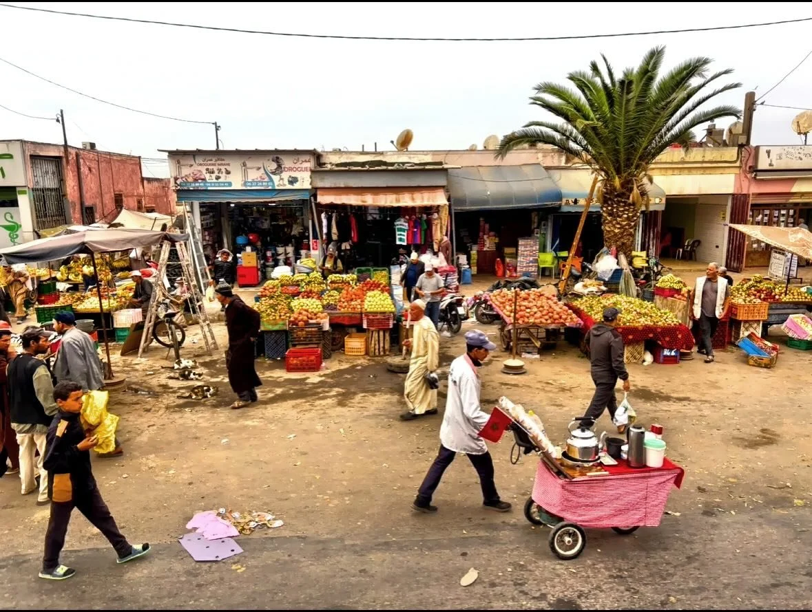 A vibrant, open-air local street market or souk in Casablanca, Morocco. #casablancamorocco #morocco #souk #localstreetmarketplace Check out my blog: www.GetOutNAbout.com.