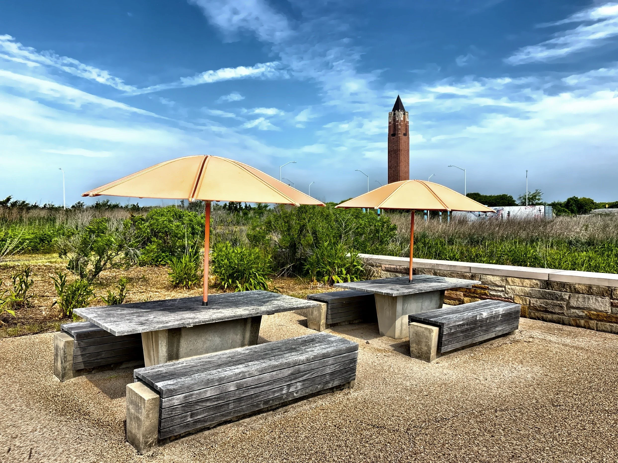  One of the picnic areas with the iconic water tower in the background. 