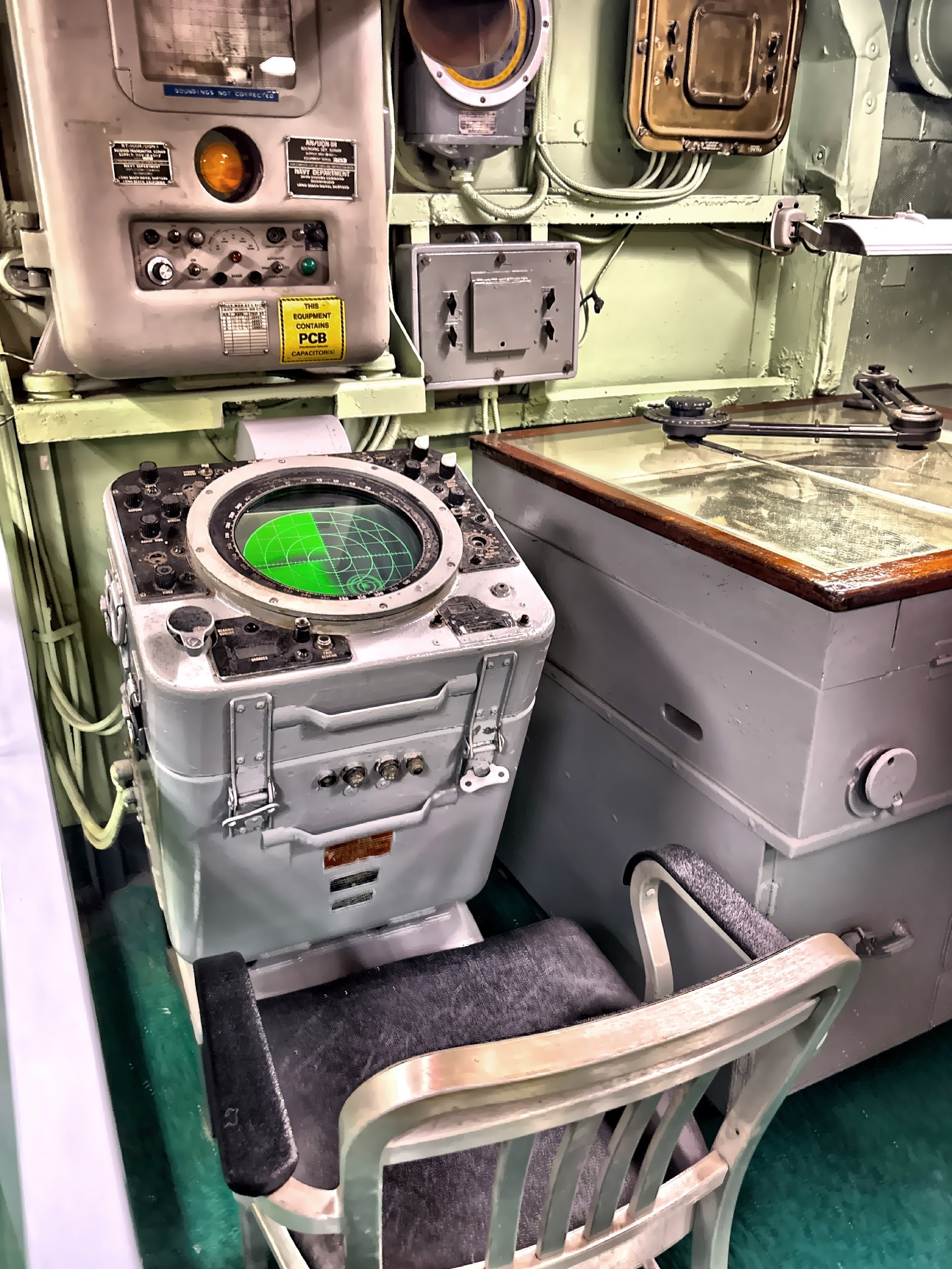  Vintage radar repeater console on the bridge 