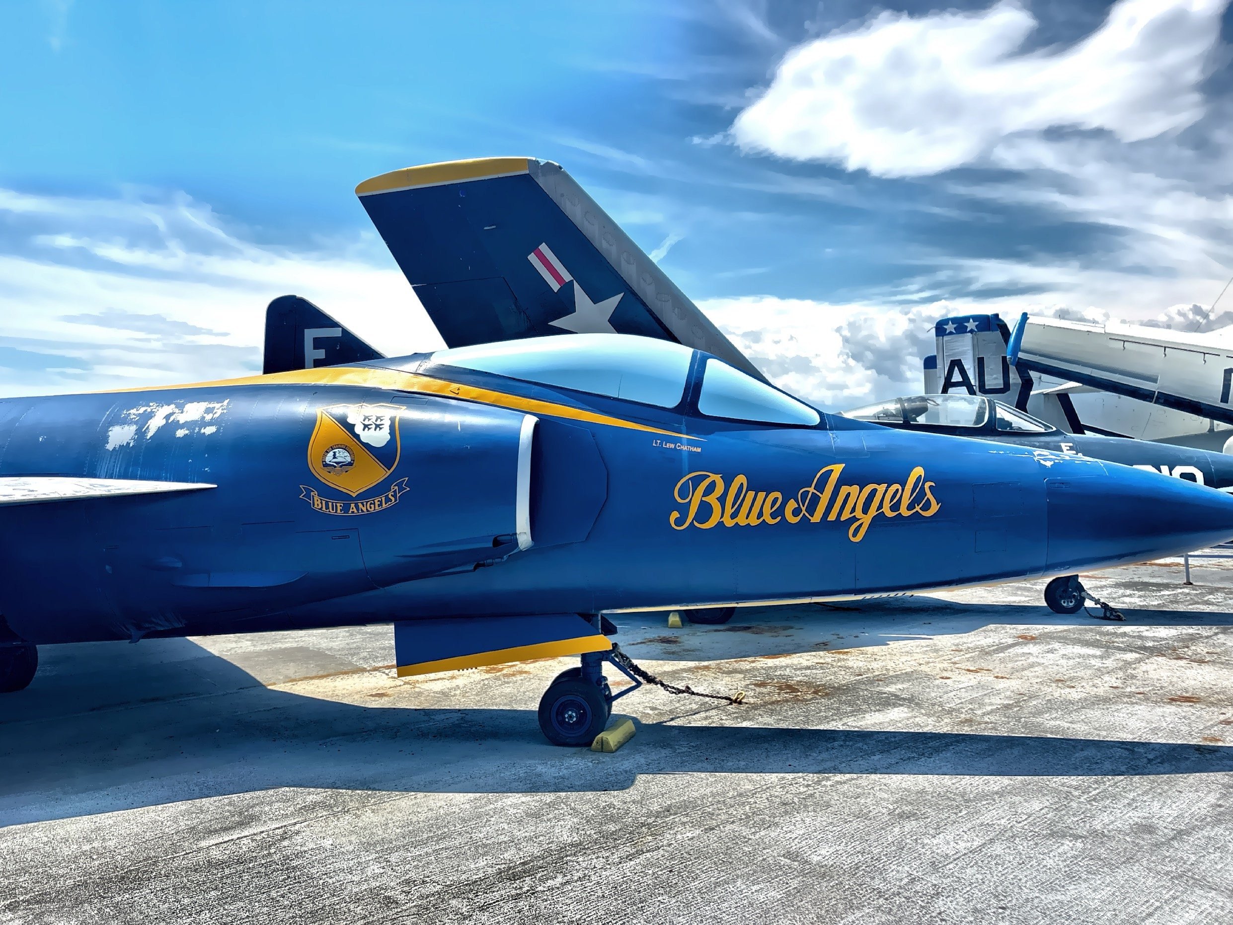  The Grumman F-11F-1 Tiger part of the Navy Blue Angels flight demonstration team. 