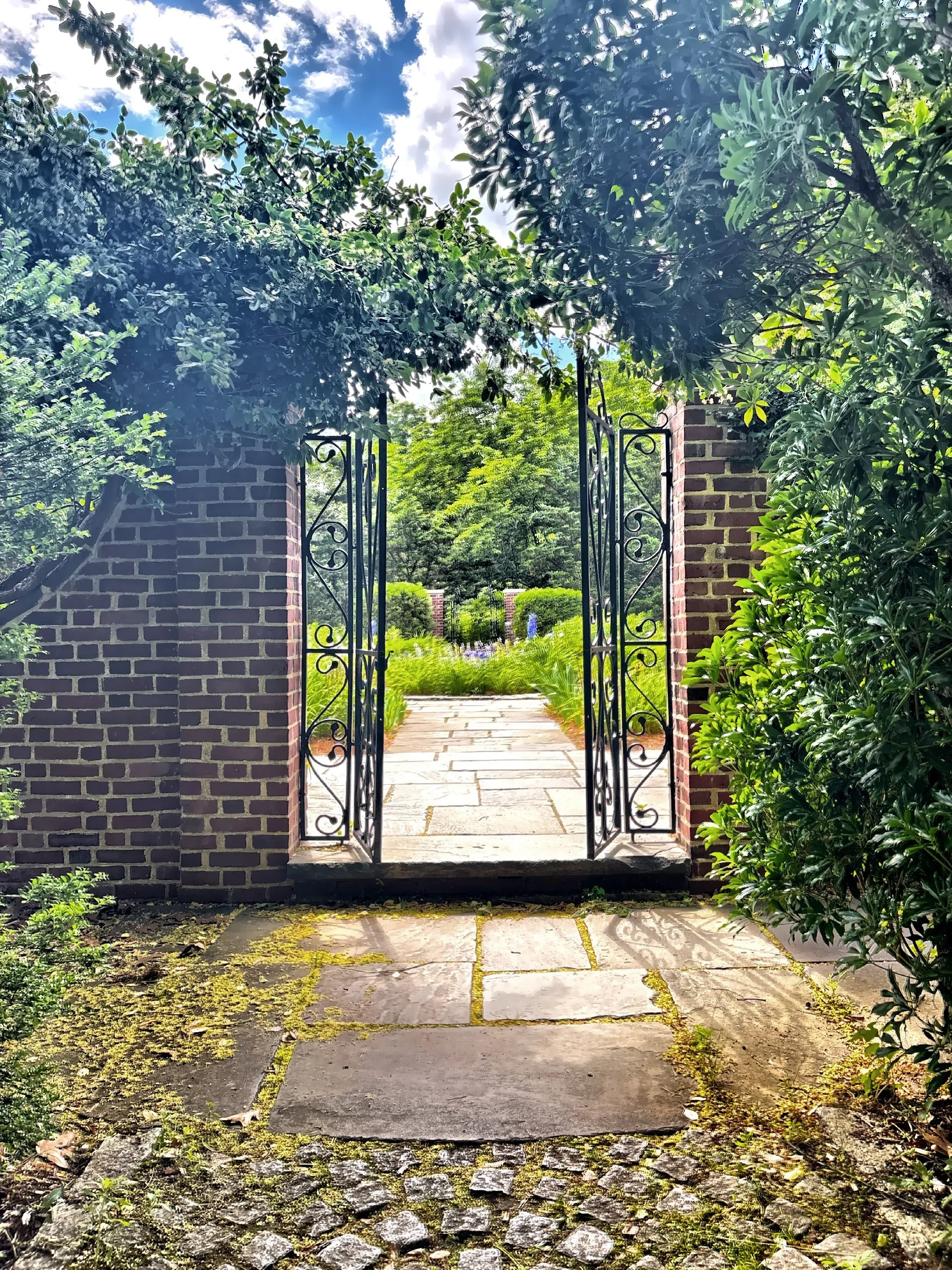  The formal gardens located directly behind the former mansion. 
