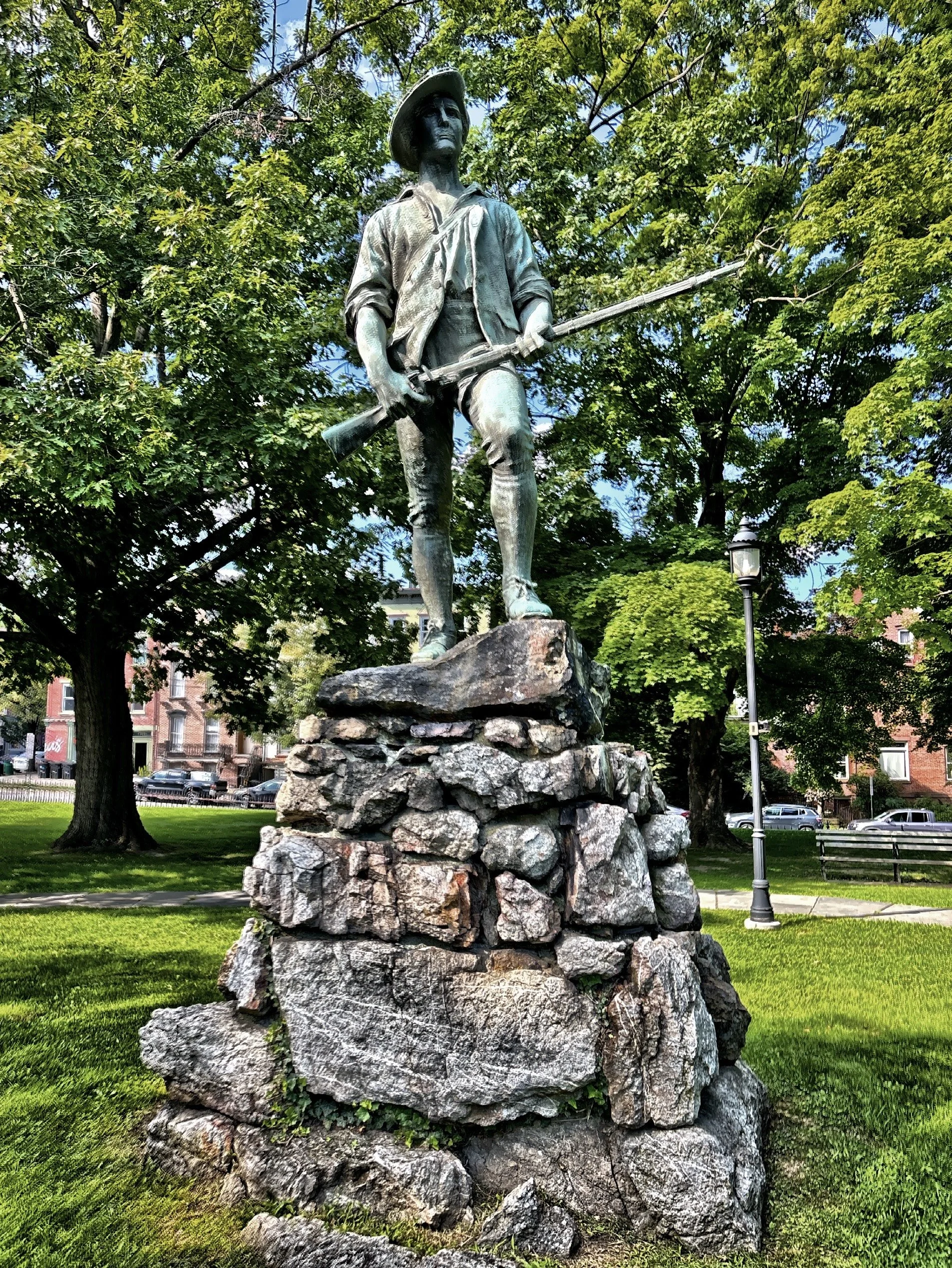  The Minuteman statue by sculptor Henry Hudson Kitson placed here on the front lawn in 1924. 