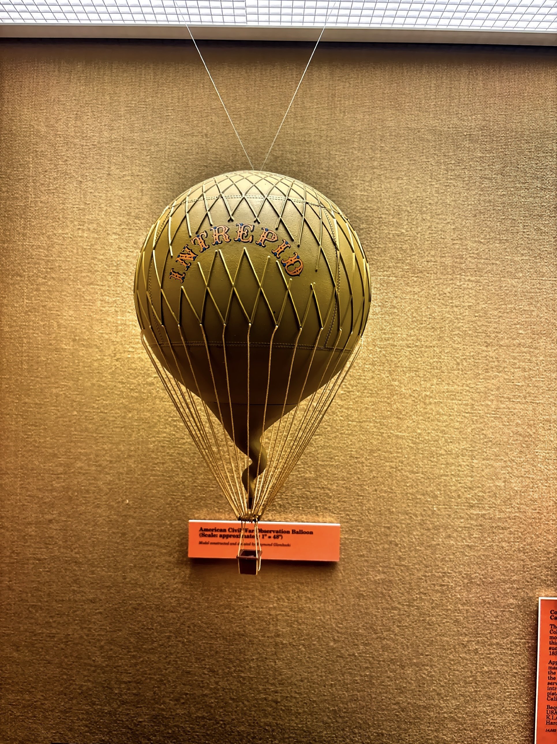  A decorative scale model of the American Civil War observation balloon ‘Intrepid’, which was used by the Union Army Balloon Corps. 