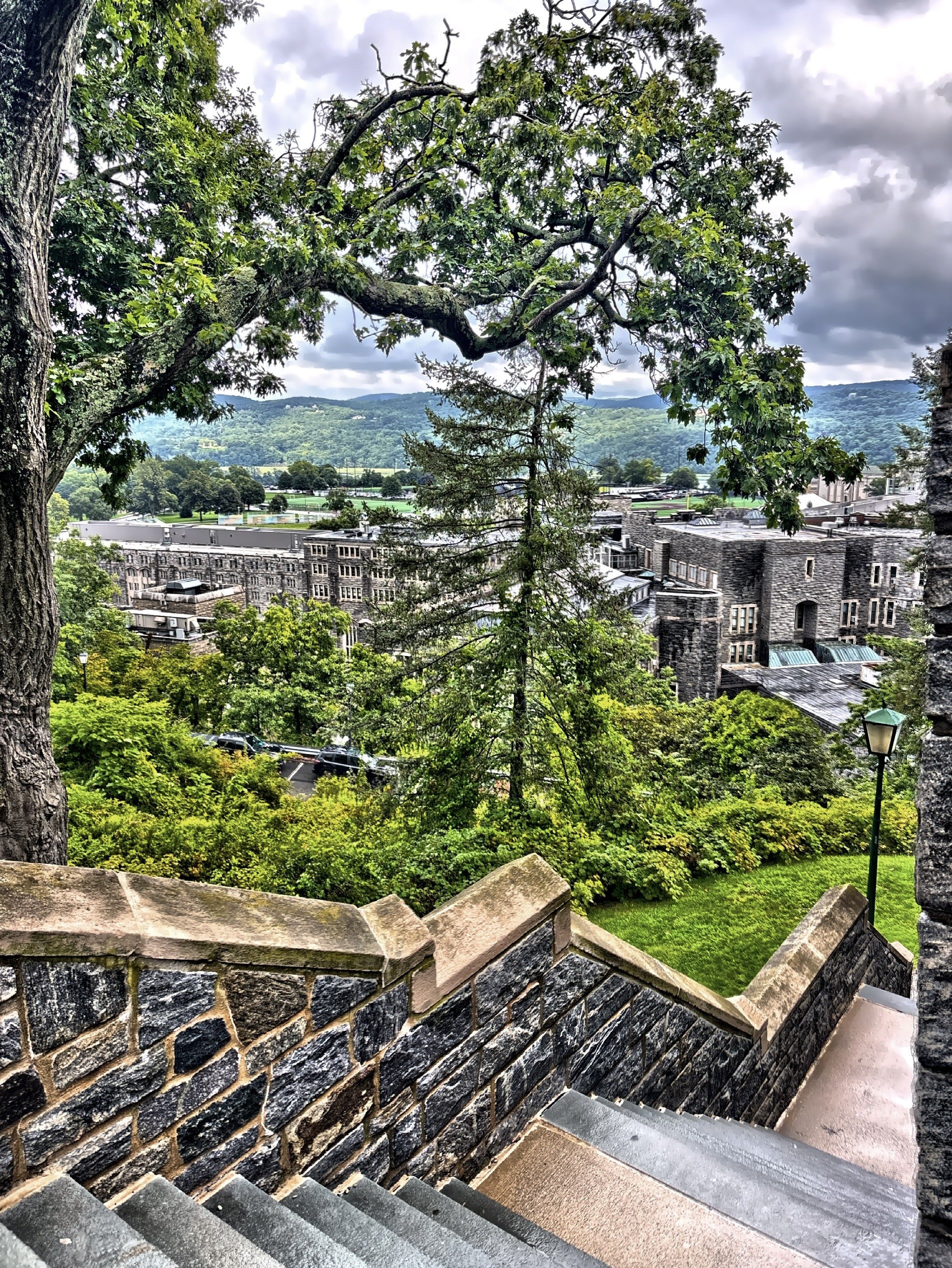  The Gothic Revival Cadet Chapel, completed in 1910, is perched high above the military academy campus. 