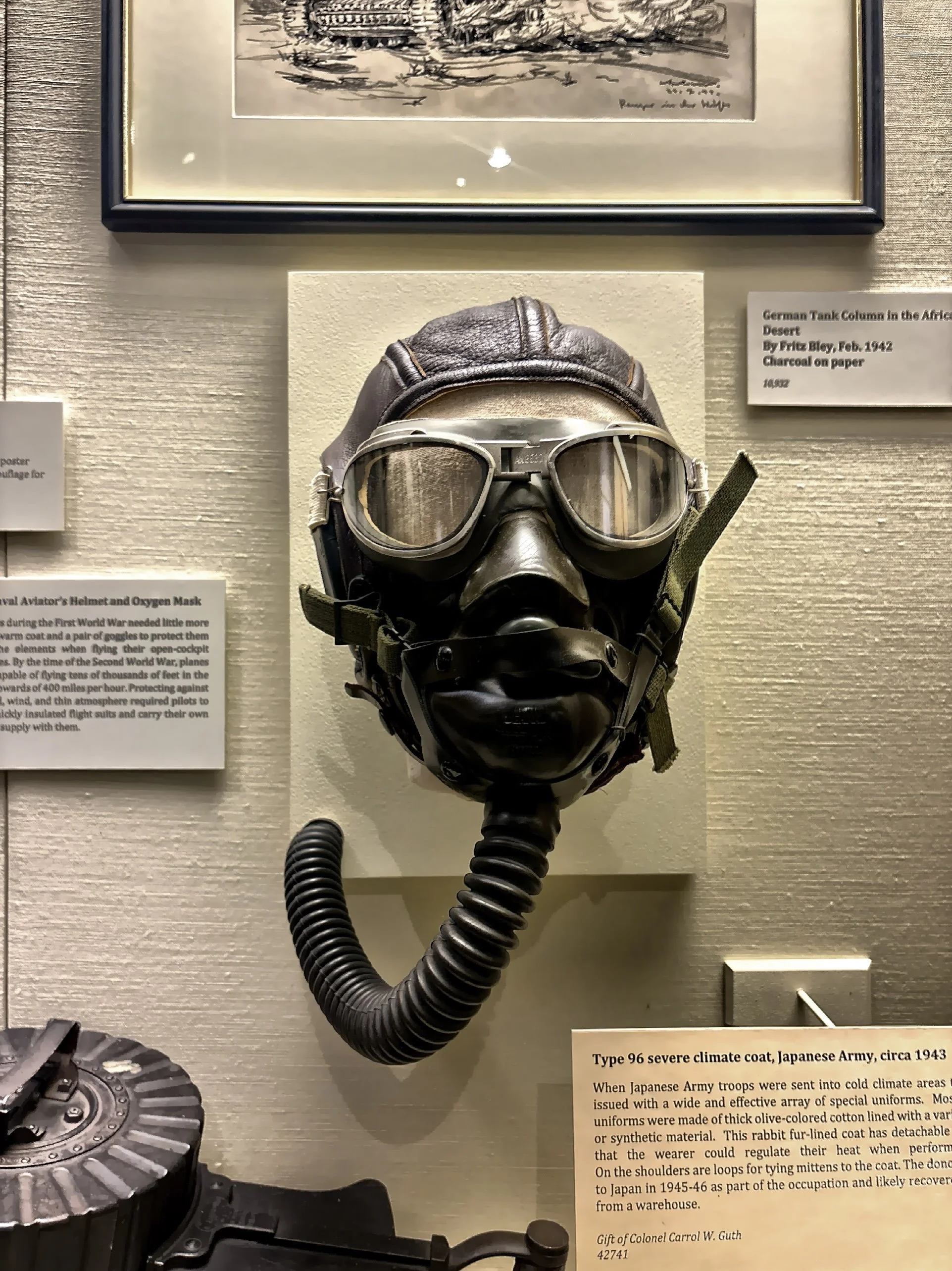  Leather military aviator flight helmet and gear  