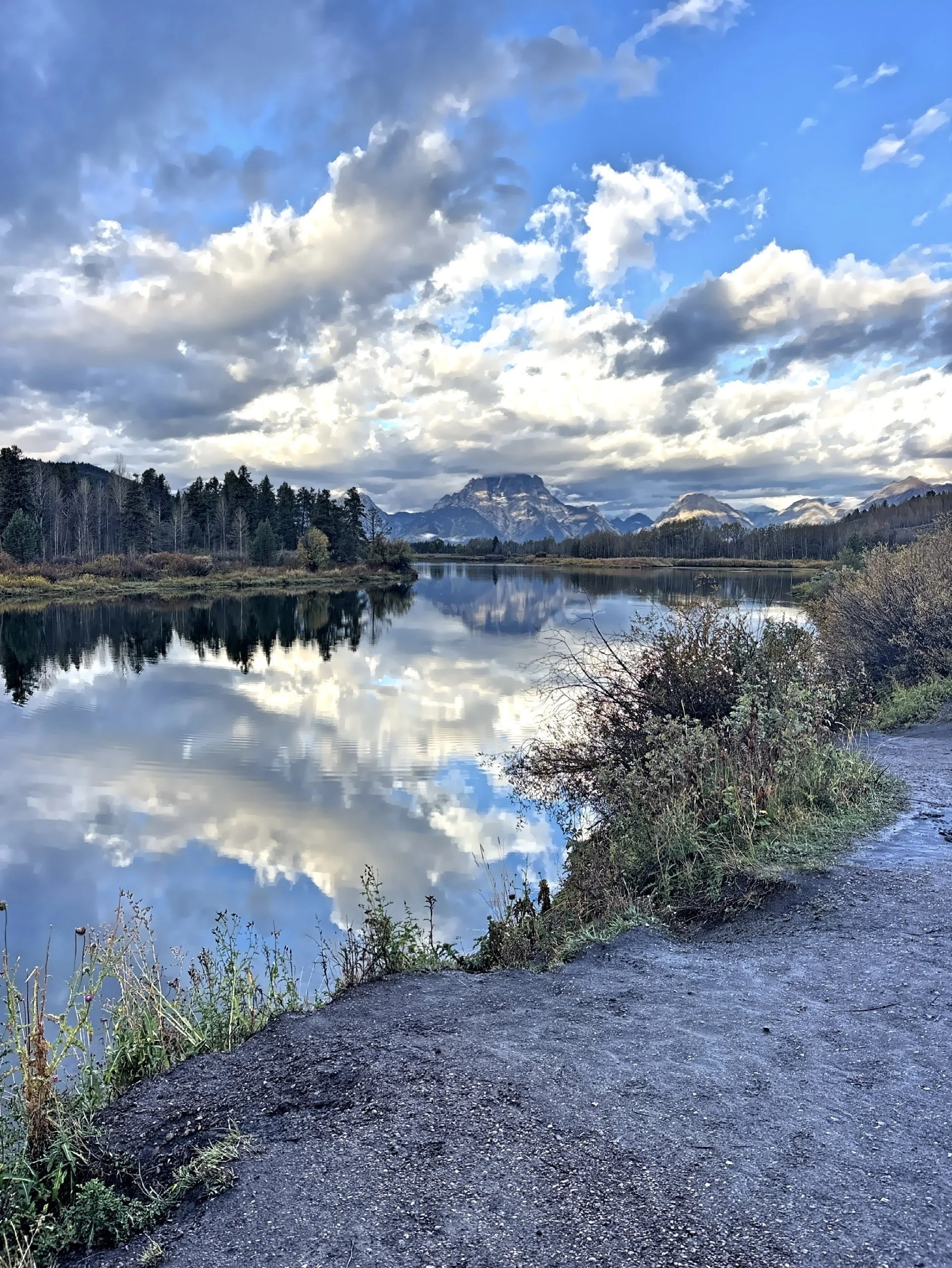  The reflection of Mount Moran over the water at Oxbow Bend.   