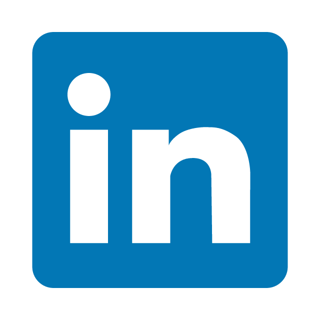 LinkedIn logo with blue background and black letters 'in'