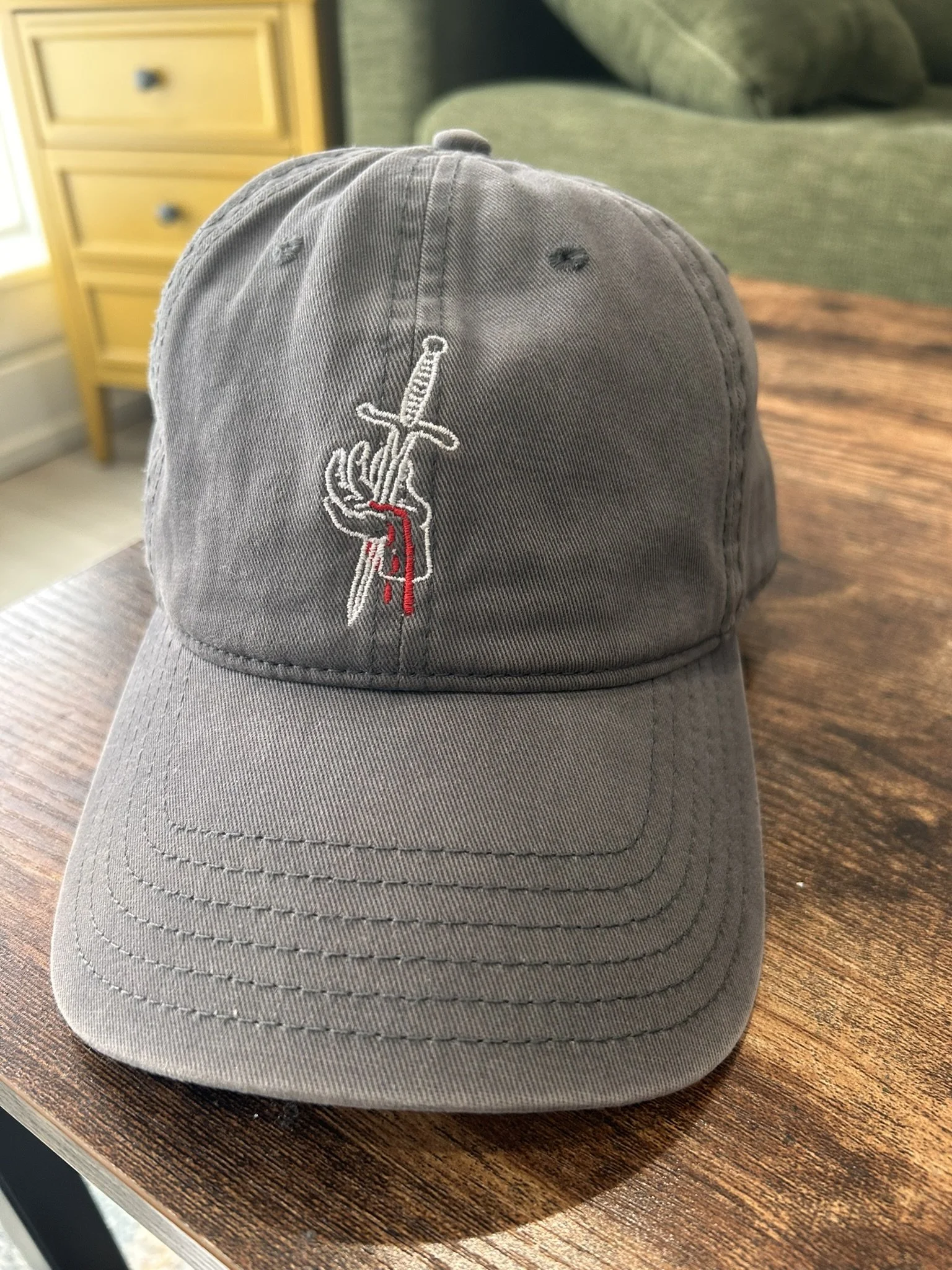 big red prints, custom hat, band merch, custom embroidery, embroidery, dad hat, philly