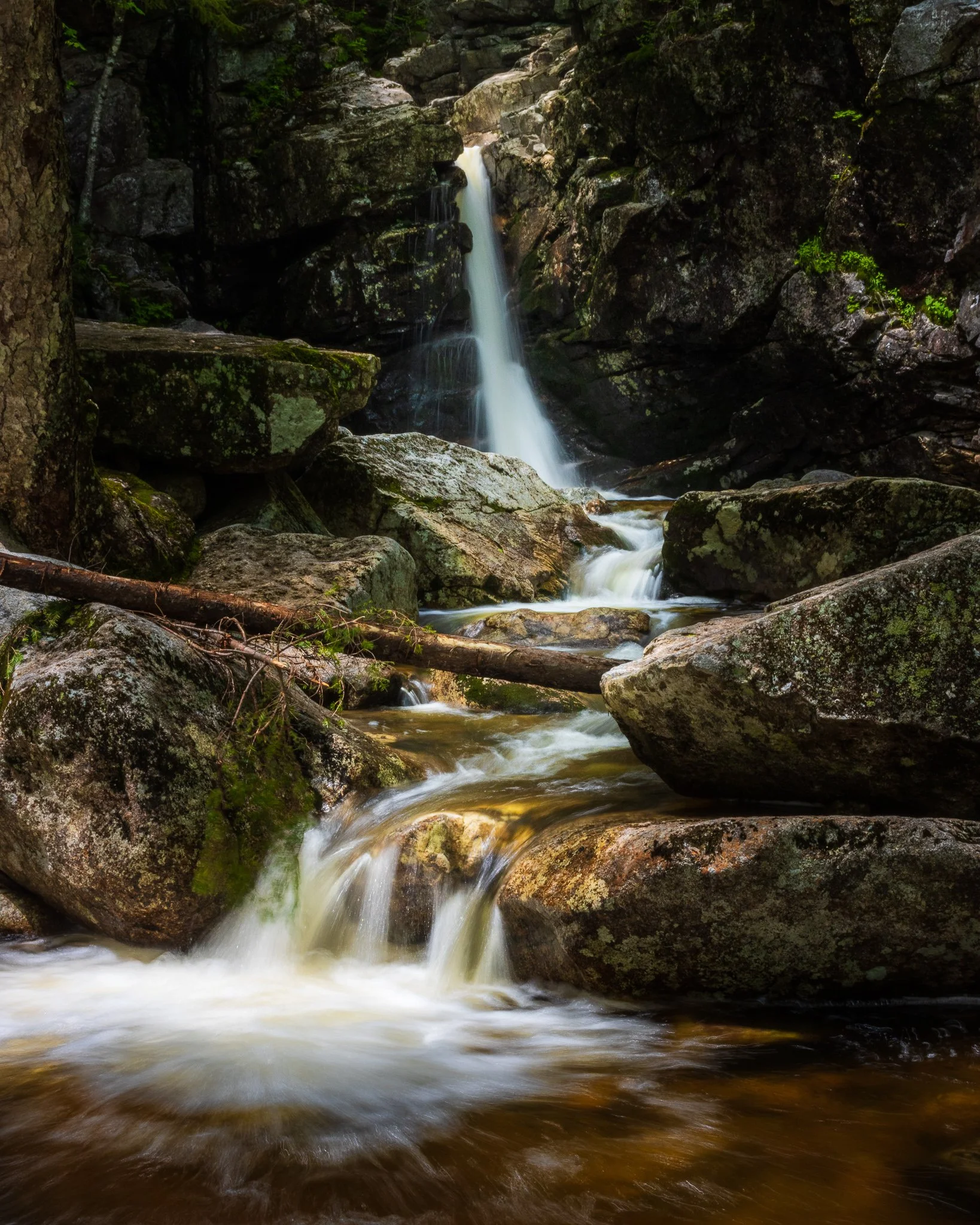 Kinsman Falls, Franconia Notch State Park
The Basin-Cascade Trail in Franconia Notch State Park offer those who venture uphill past the tourist crowds at The Basin an amazing series of cascades and waterfalls.  One of the larger waterfalls along the 