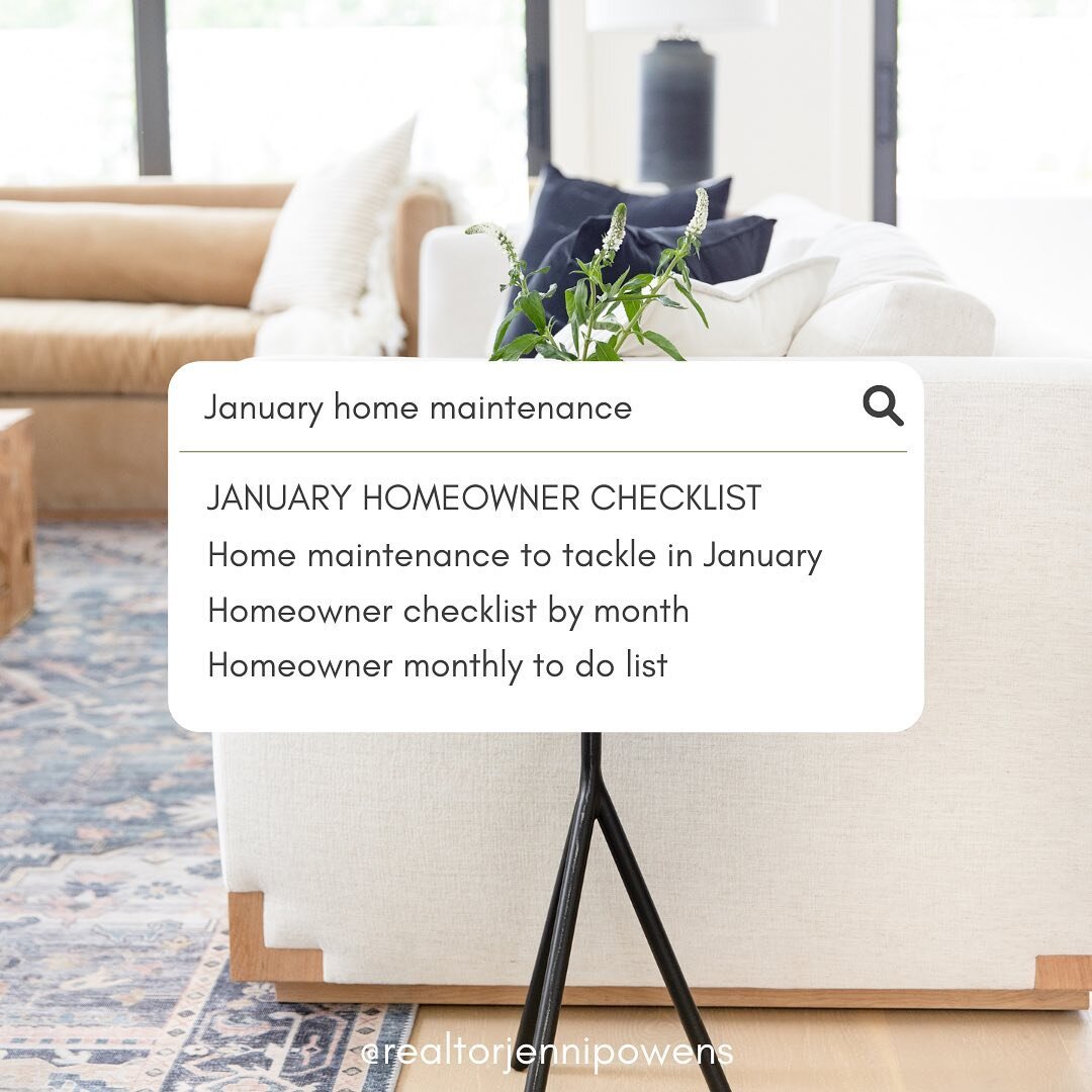 Your house wants a fresh start as much as you do! Let's call them *real estate resolutions* shall we? In order to gear your home up for a successful year, here are the home maintenance tasks you should be tackling the first month of the year! ⠀
⠀
🎄 