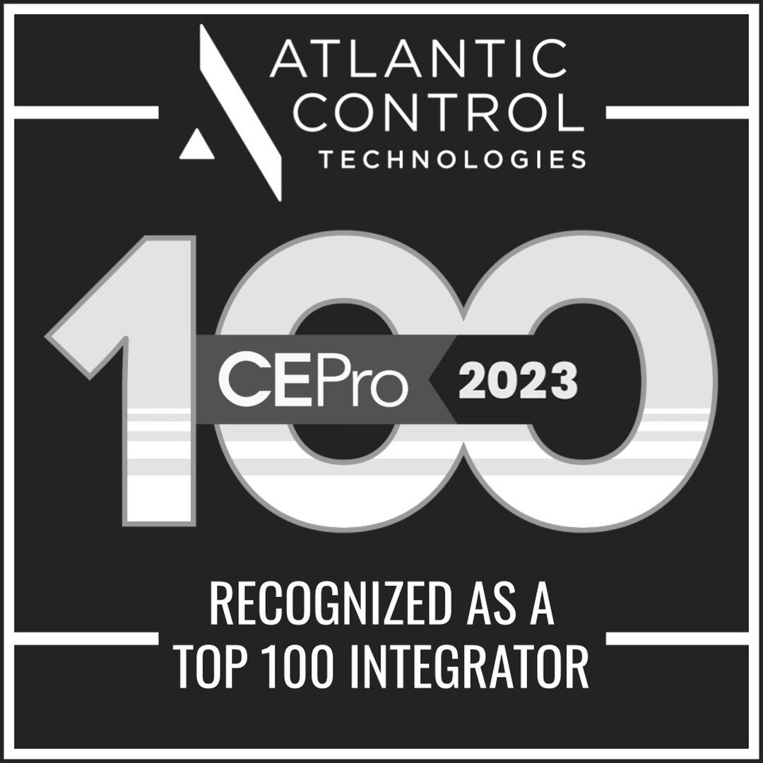 Congrats Team ACT! For the second year in a row Atlantic Control Technologies has been named a Top 100 Integrator by CE Pro!

Since its launch CE Pro 100 has showcased some of the country's most exceptional Integrators. Atlantic Control Technologies 