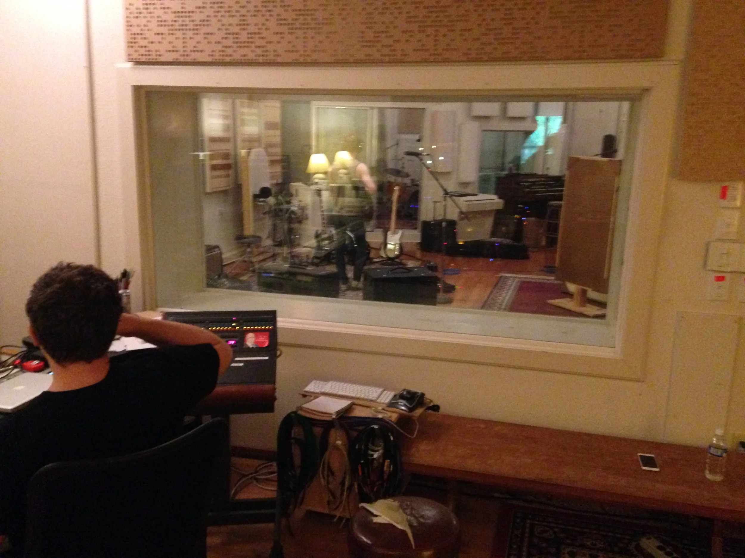 Matthew Barnhart at the helm engineering Bullfighter Blues LP, tracked to two inch tape over 6 tracking days in April 2015. 