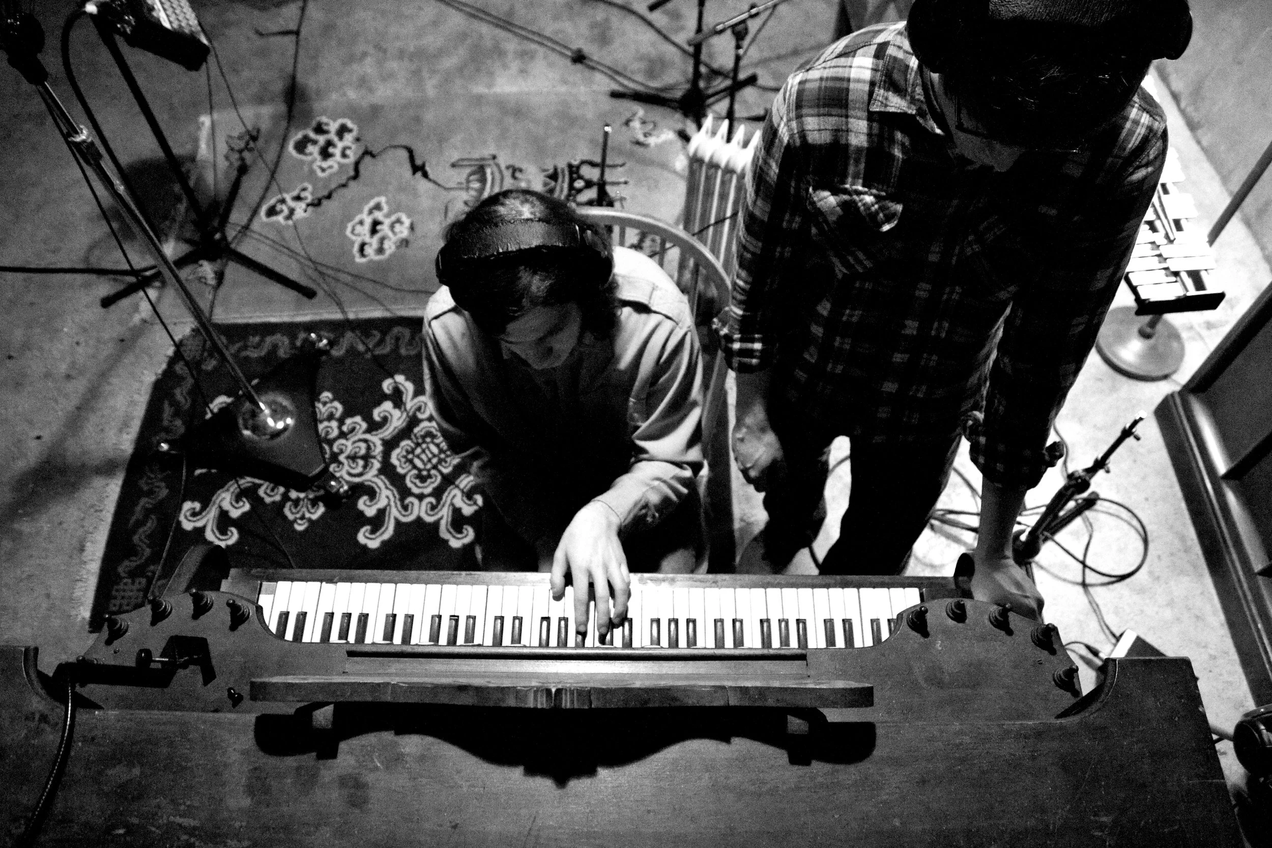 Johnny Beauford (L) and Ben Gastright at Prairie Sun for Dog's Light LP tracking in January 2011.
