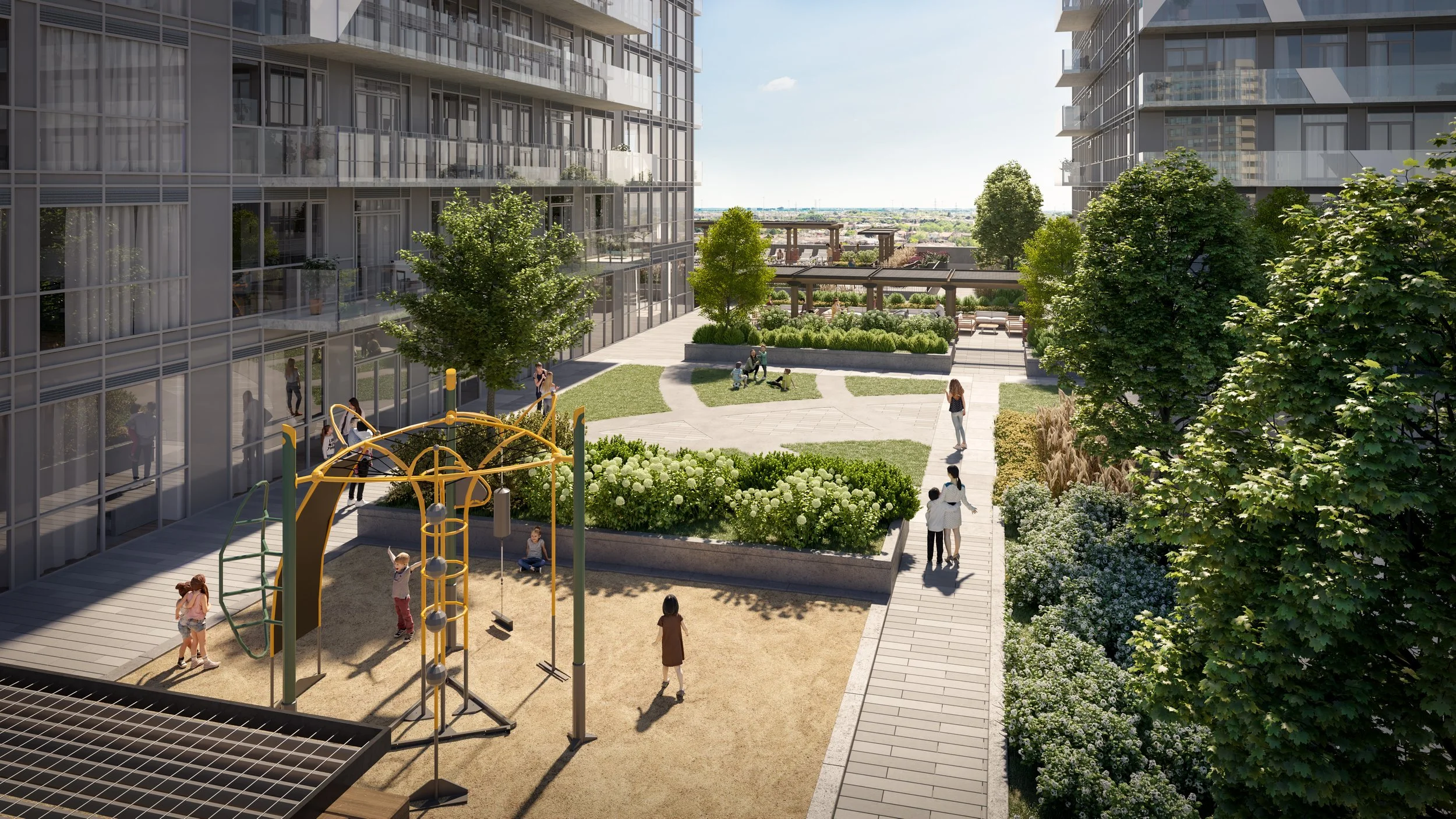 Outdoor playground for children and families to enjoy in downtown Brampton.