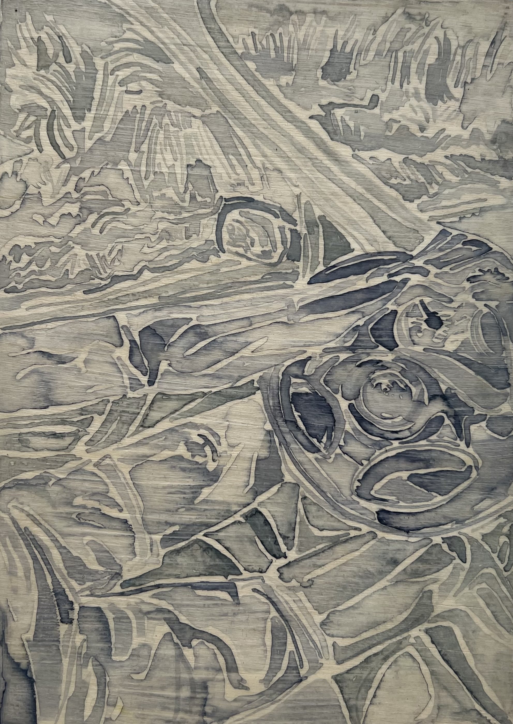 One of the stick bugs is molting
Watercolor on wood panel
7 x 5
2023