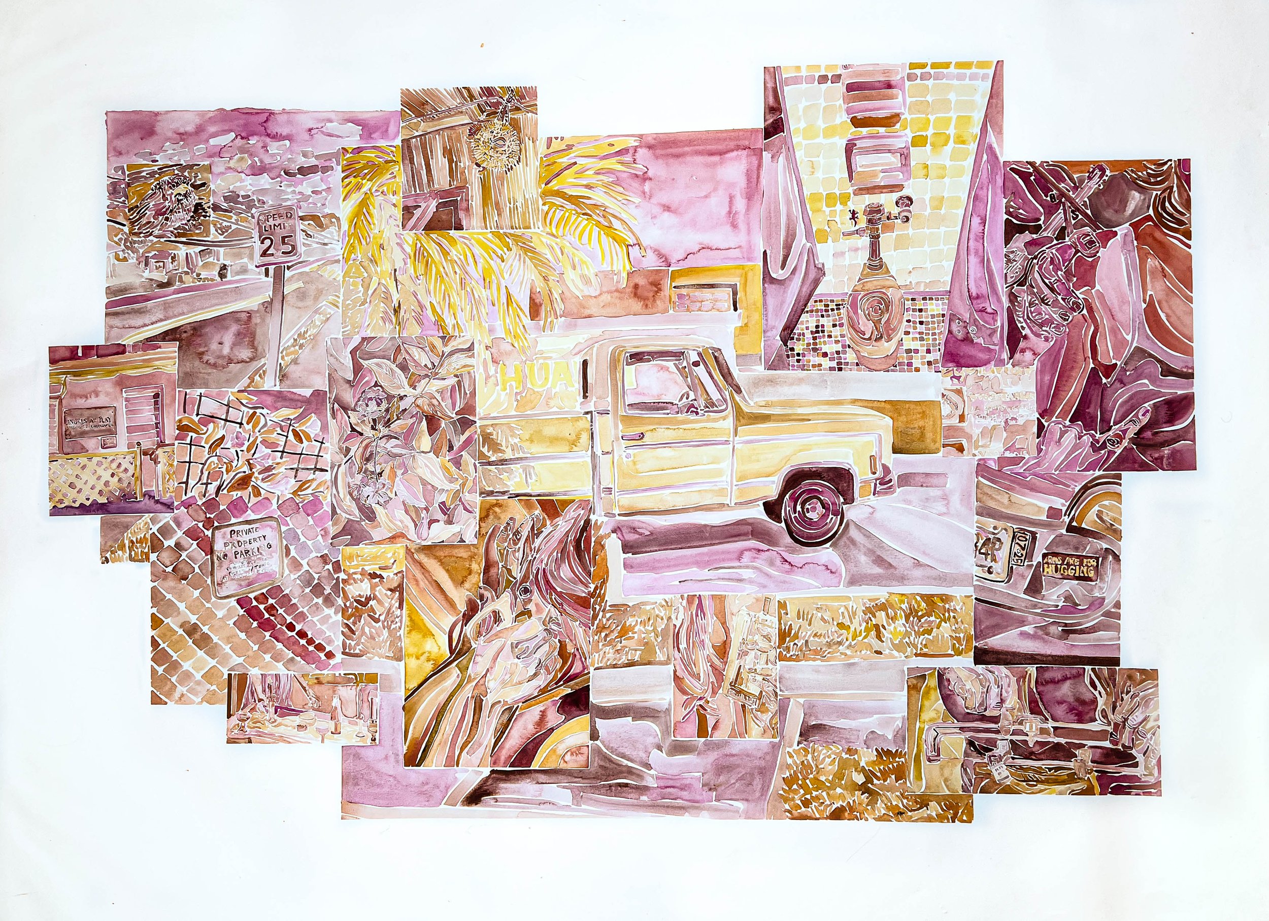 The known things, the tender things, watercolor on paper, 48 in. x 62 in., 2024