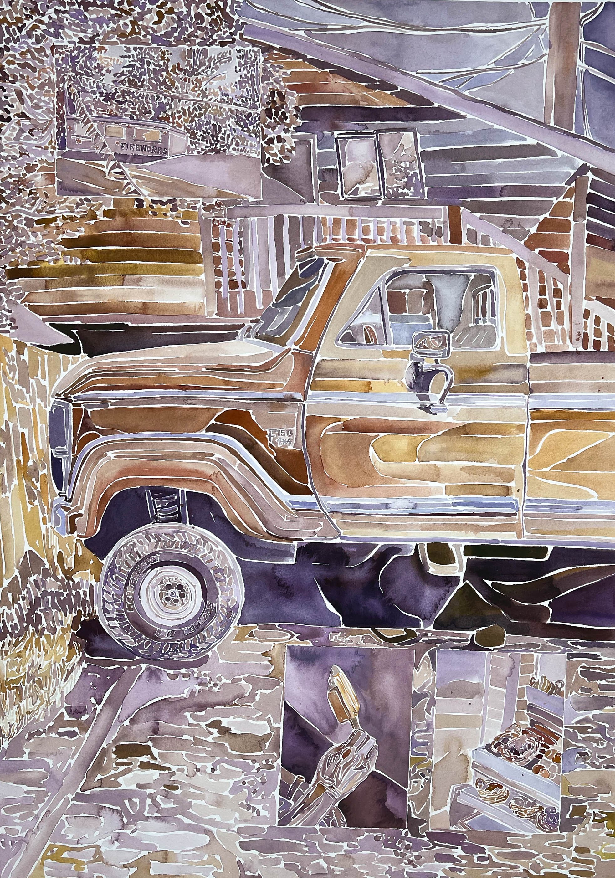 In my case I never got over it, 30 in x 22 in, watercolor on paper, 2024