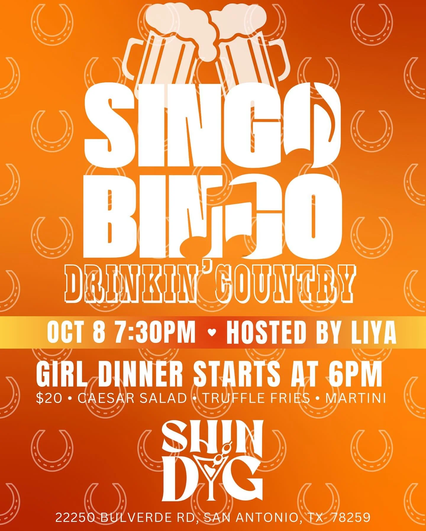 🎶🐮 SINGO BINGO TONIGHT! 🐮🎶
It&rsquo;s Drinking Country night 🤠
Hosted by the one &amp; only Liya 🎤

✨ Girl Dinner starts at 6pm
🎵 Singo Bingo kicks off at 7:30pm

Grab your crew, grab a drink, and let&rsquo;s get rowdy at Shindig! 🍸💃

#Shind