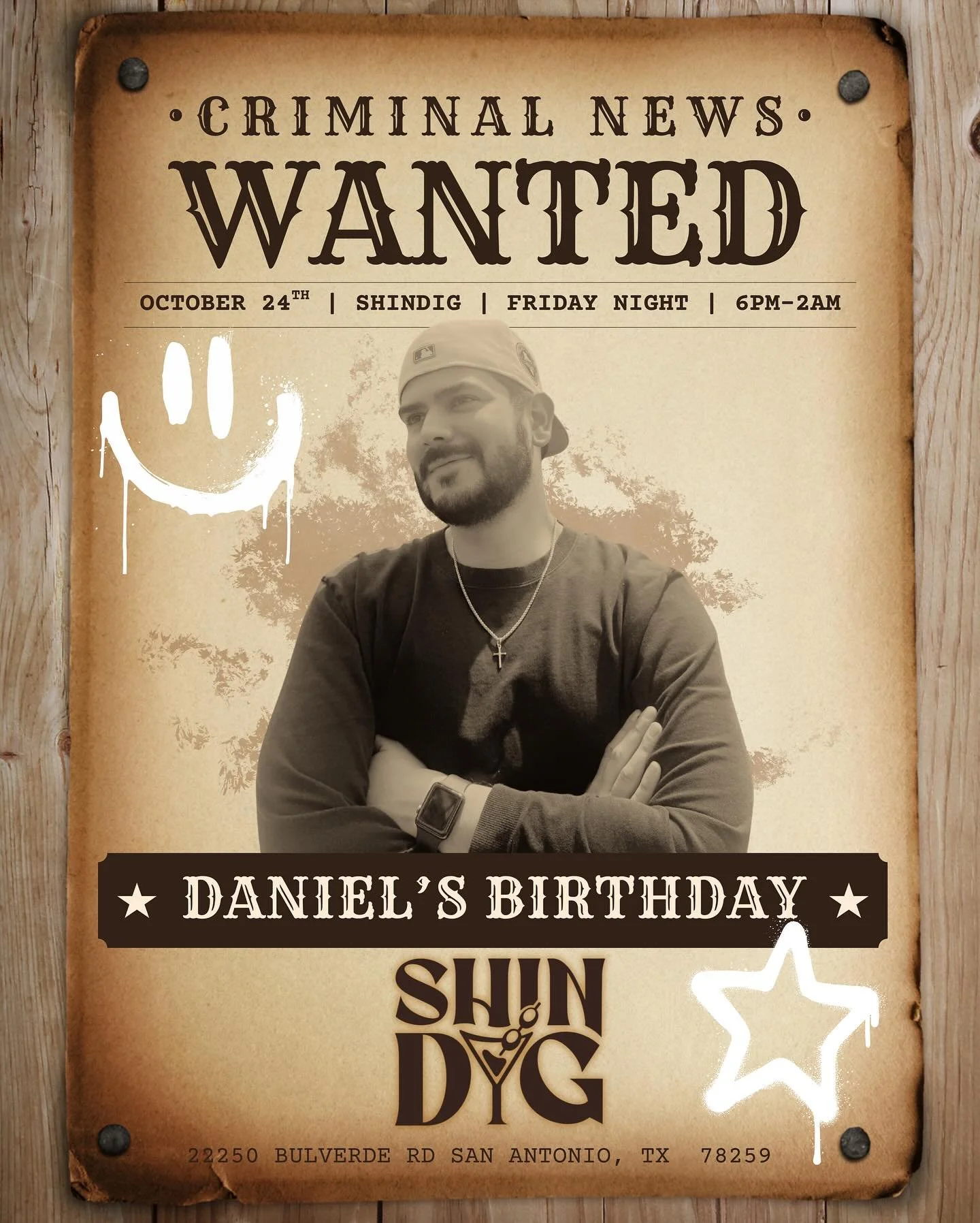 π€  Saddle up, y’all — it’s a birthday bash you don’t wanna miss! π
Join us at Shindig this Friday, Oct 24th for Daniel’s Cowboy-Themed Birthday Shift!
Kickin’ things off 6PM–2AM, so grab your boots, hats, a