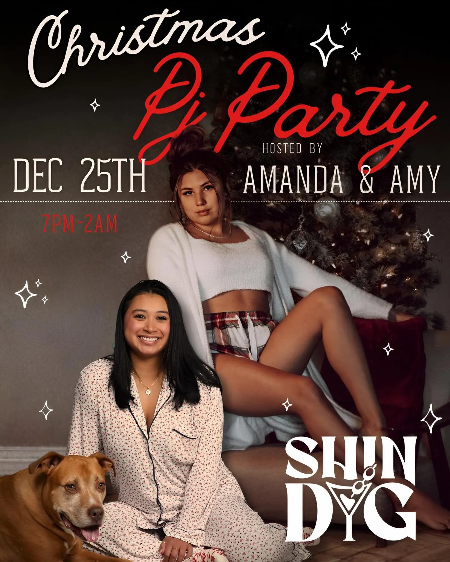 🎄✨ Christmas PJ Party at Shindig ✨🎄

Stay cozy, stay cute, and keep the Christmas vibes going 🎅🩷
Join us christmas night for our Christmas PJ Party, hosted by Amanda &amp; Amy 

pajamas encouraged, good times guaranteed. 🎄

📅 December 25th
⏰ 7P