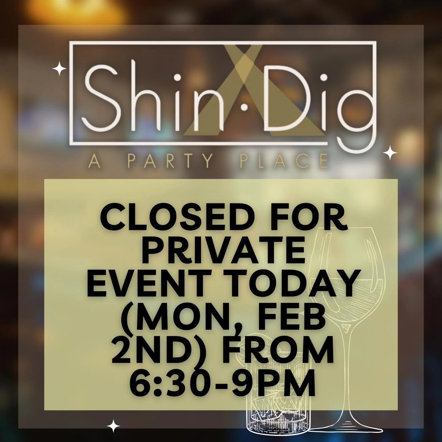 Closed for private event today (mon, feb 2nd) from 6:30-9pm. back open to public after 9 ❤️