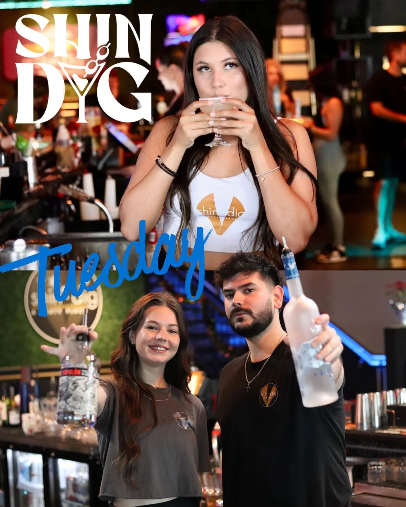 Happy hour with Amy, 🥂
then Julie and Daniel keeping the drinks flowing tonight at Shindig. 
Join us for good eats, good drinks, and good company right around the corner at your favorite neighborhood bar. See y&rsquo;all here!

#ShindigSA #Neighborh