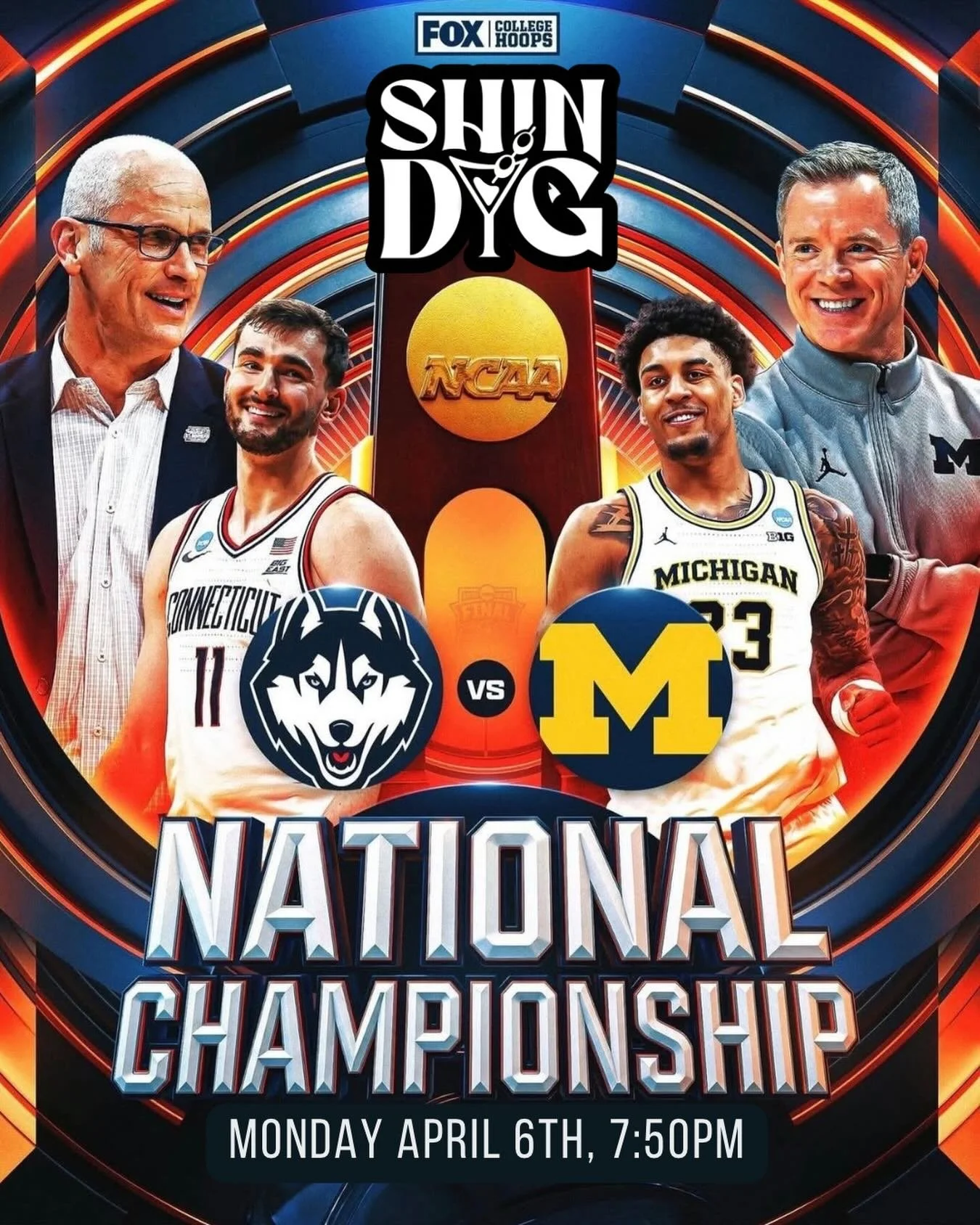 🏀 Championship night is here 👀

UConn vs Michigan
Winner takes it all 🏆

Catch the game TONIGHT at Shindig &mdash; great food, cold drinks, and the perfect spot to kick back and watch it all go down 🍔🍻

🗓 Tonight
⏰ 7:50PM

Pull up, grab a seat,