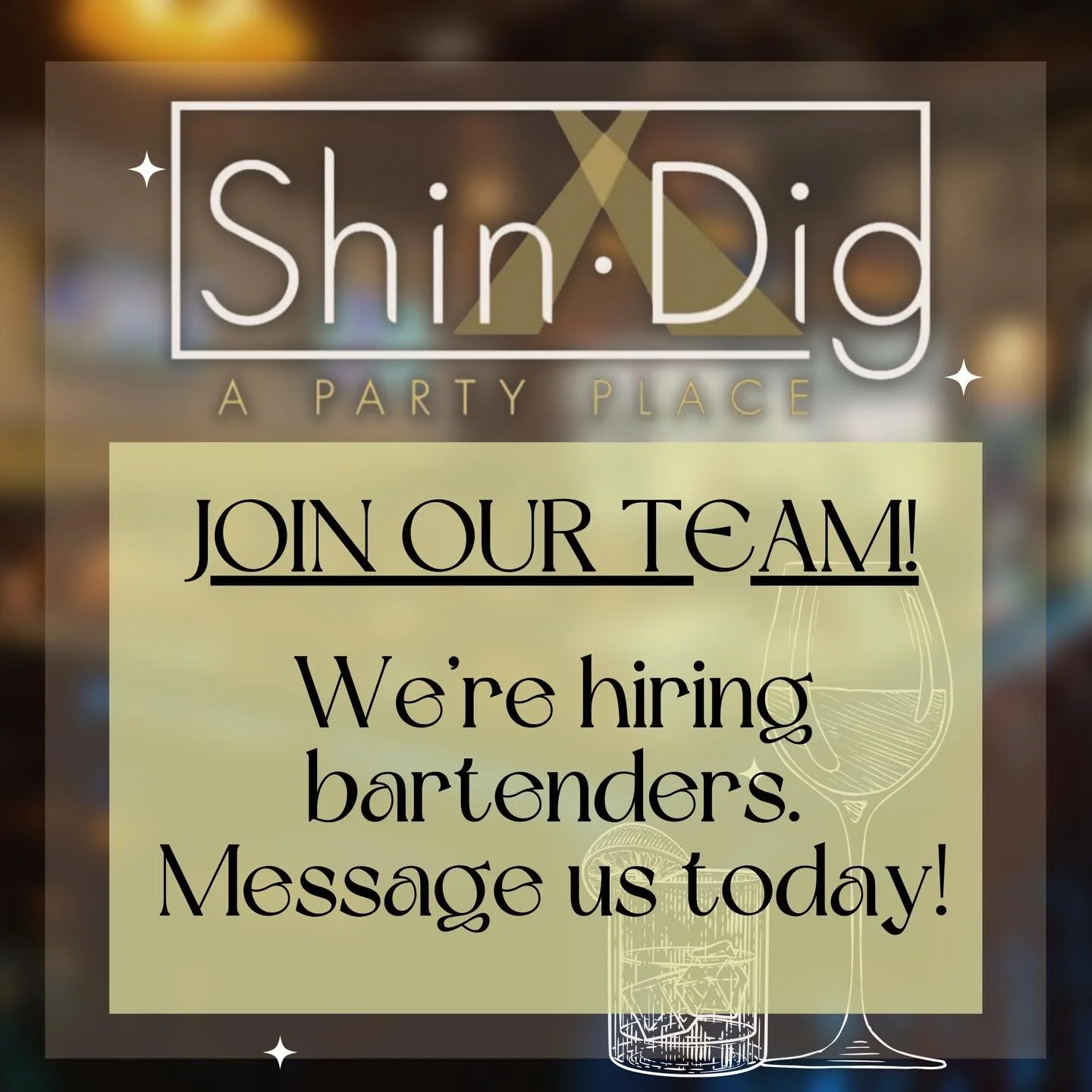 We&rsquo;re hiring bartenders! 
Message us today!